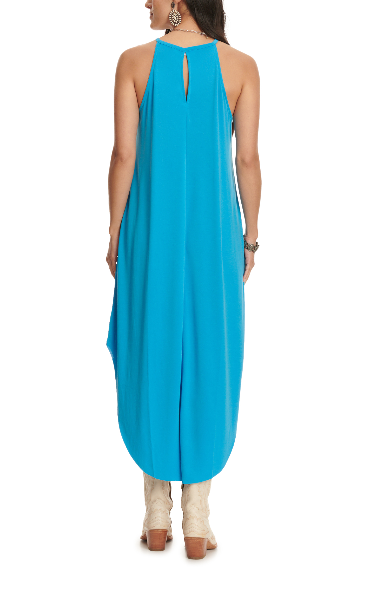 Double Zero Women's Summer Blue Halter Cut Dress - Image 1
