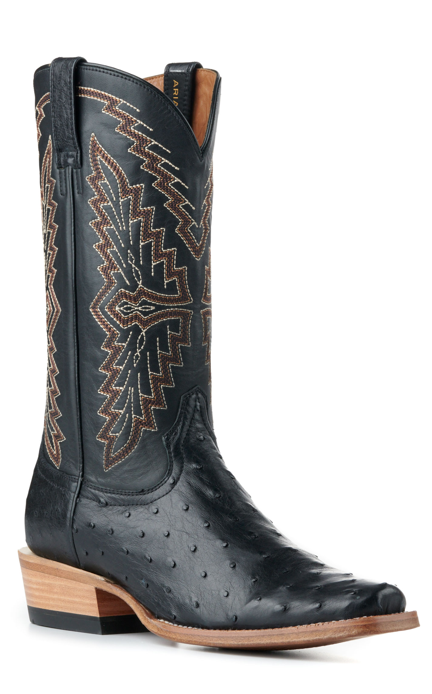Ariat Men's Futurity Done Right Black Full Quill Ostrich TekStep Square Toe Exotic Cowboy Boots - Image 1