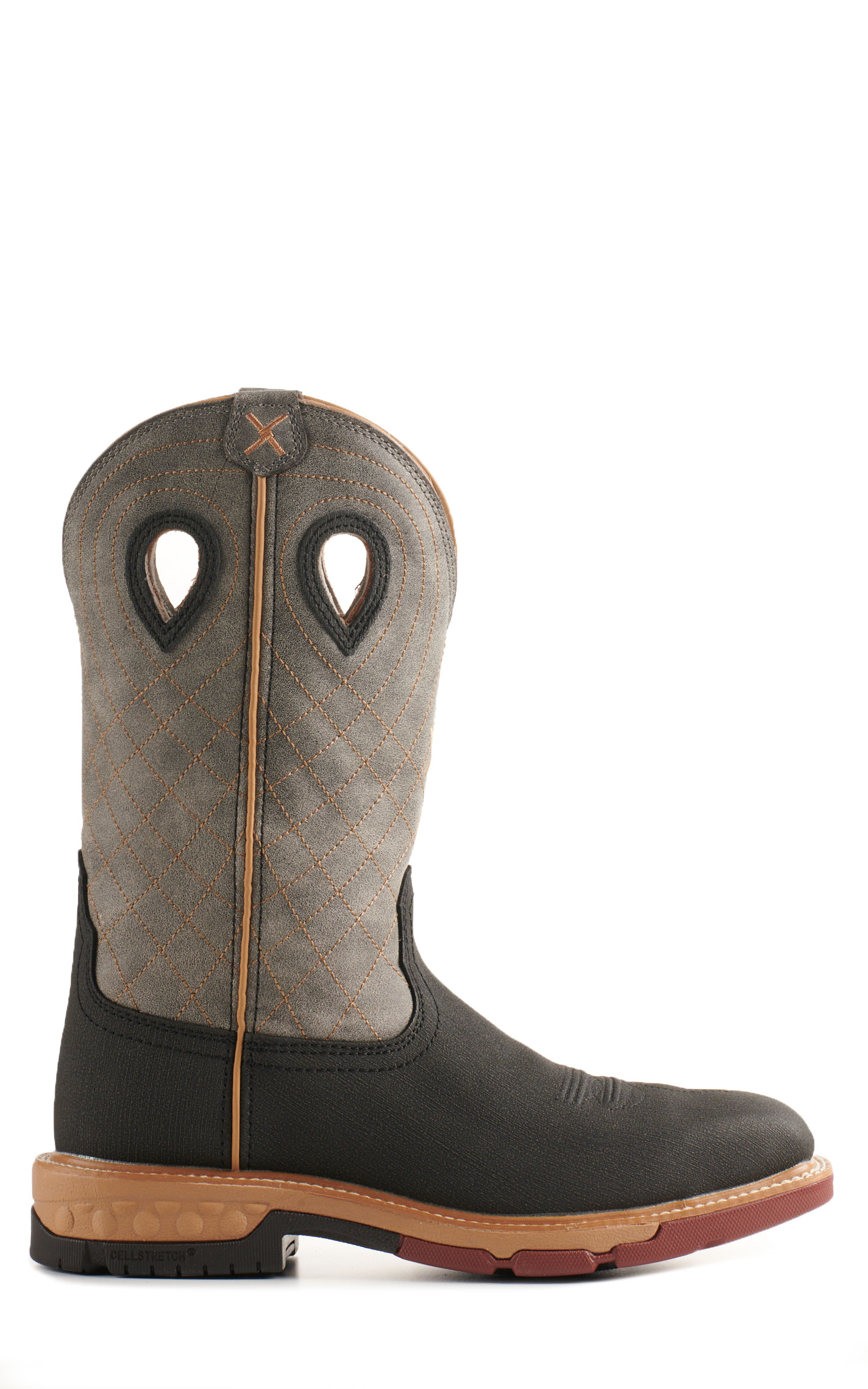Twisted X Mens Charcoal and Gray Wide Square Composite Toe Work Boots - Image 1