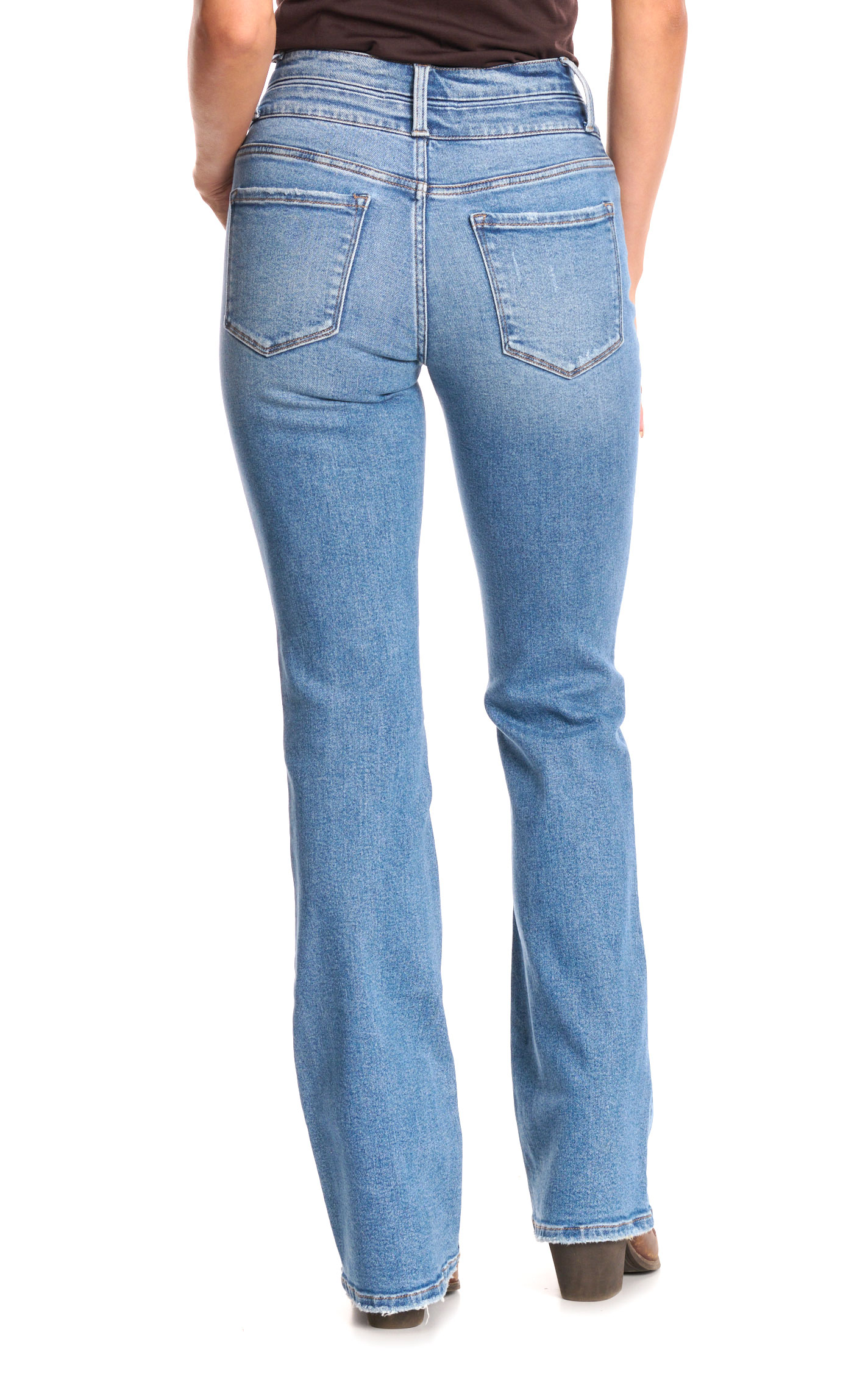 Vervet Women's Light Wash Double Waistband Boot Cut Jeans - Image 1