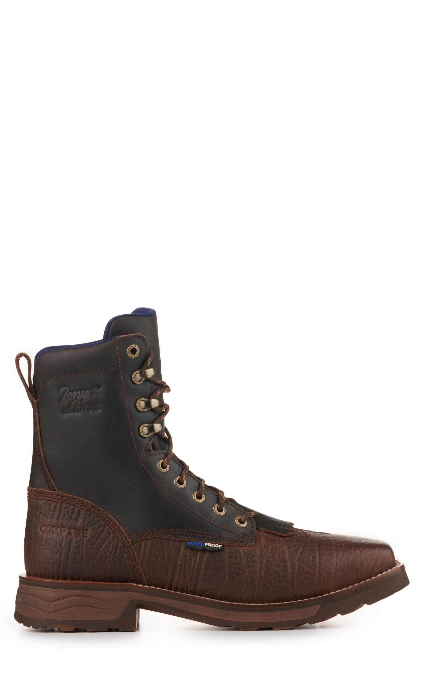 Tony Lama Men's High Range Dark Brown Waterproof Wide Square Composite Toe Work Boot - Image 1