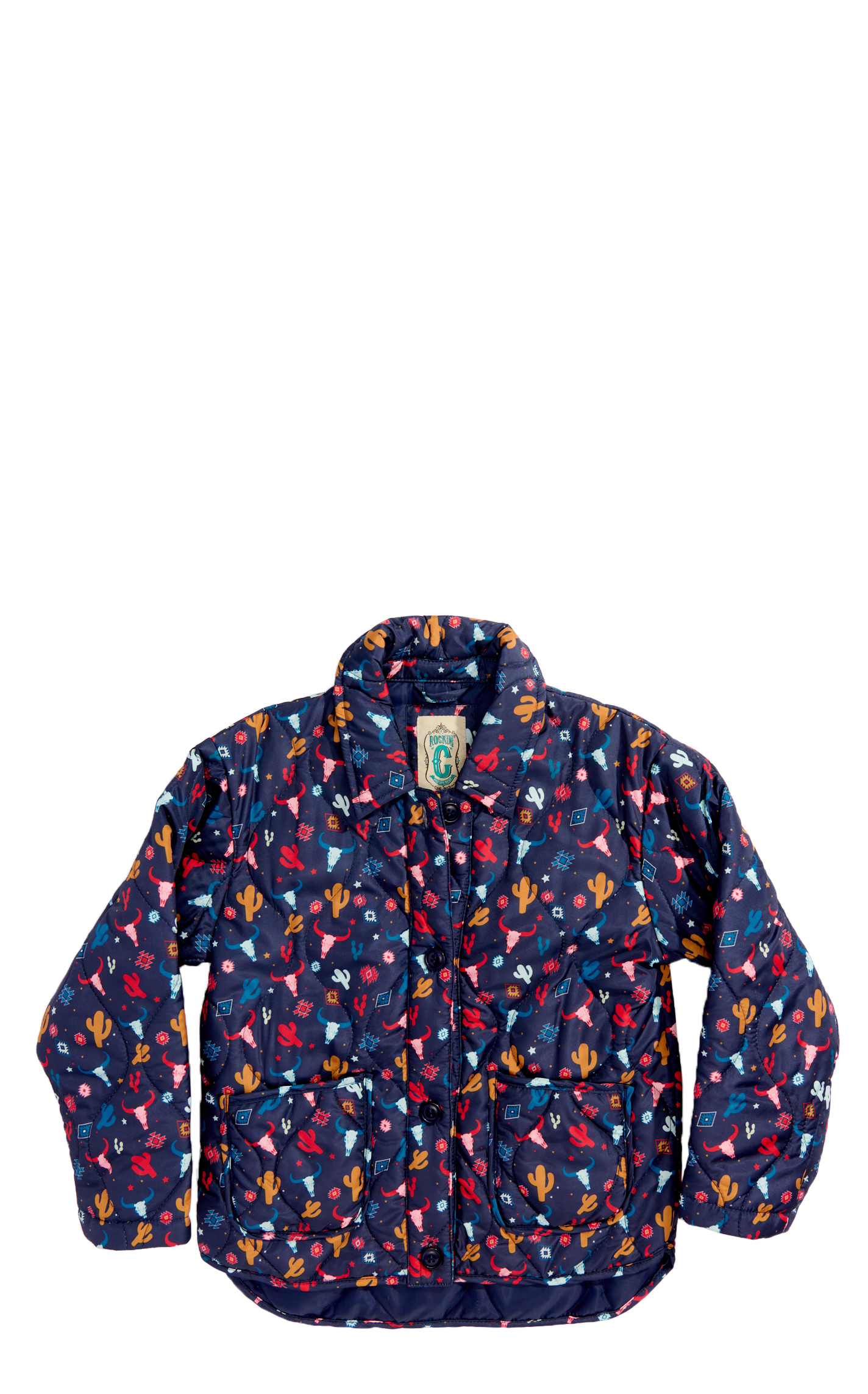 Rockin C Girl's Navy Desert Aztec Print Shacket - Image 1