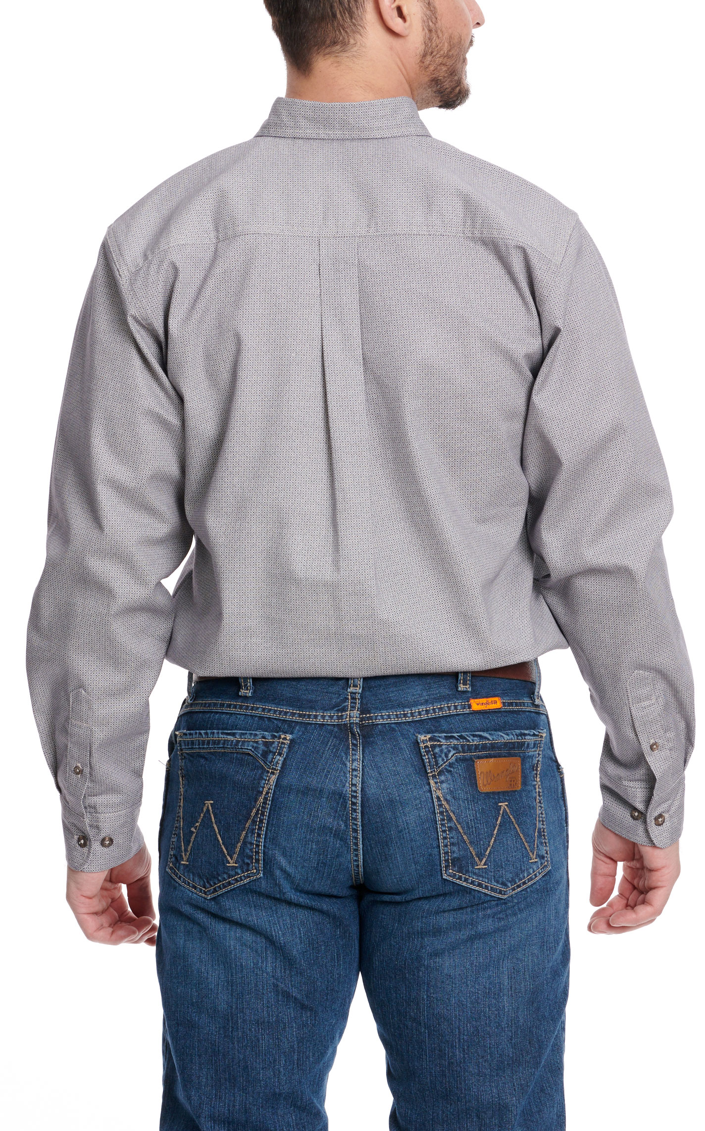 Forge Men's Black & Gray Geo Print Long Sleeve FR Work Shirt - Image 1
