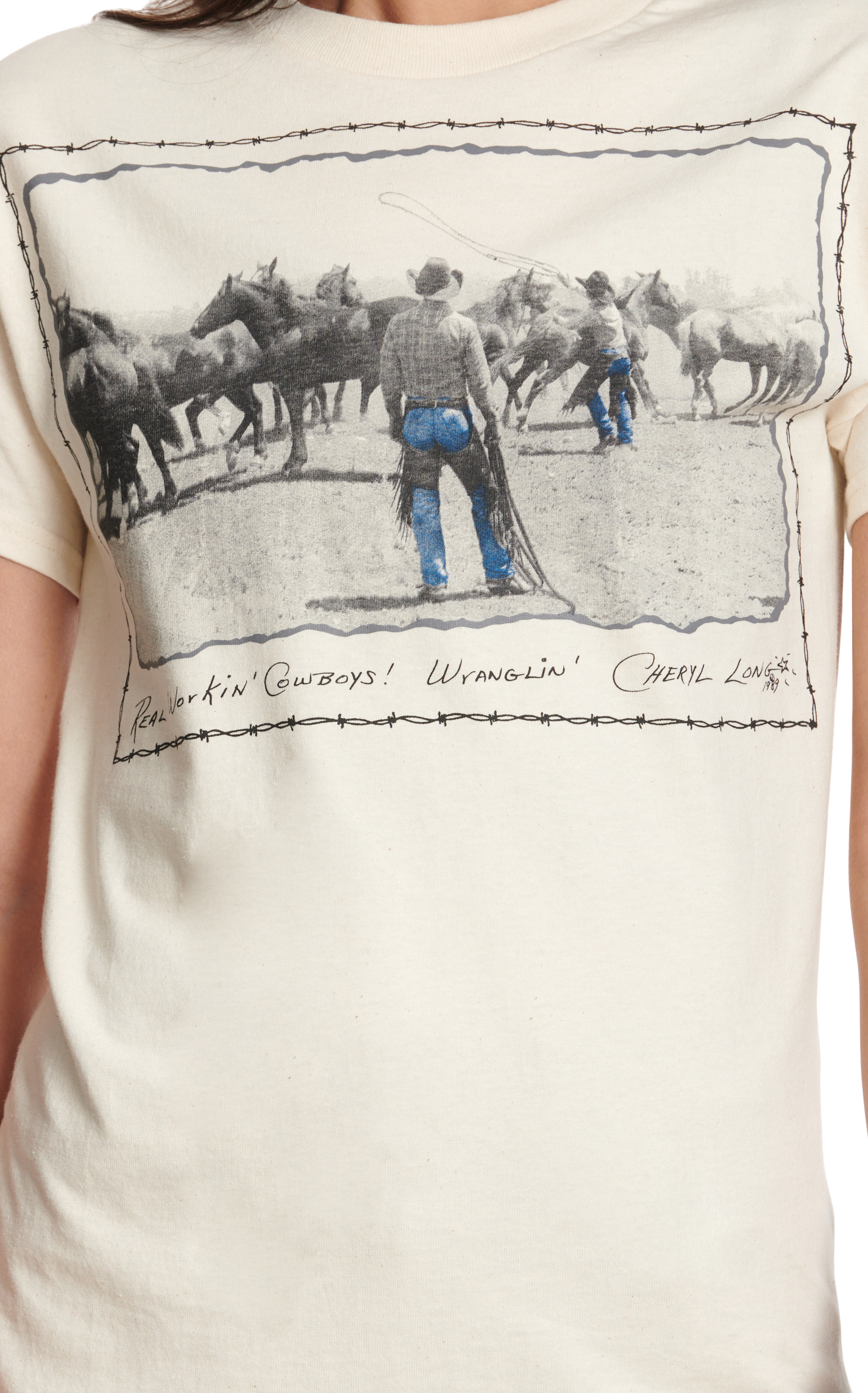 Pure West Women's Natural Wranglin Black & Gray Graphic T-Shirt - Image 1