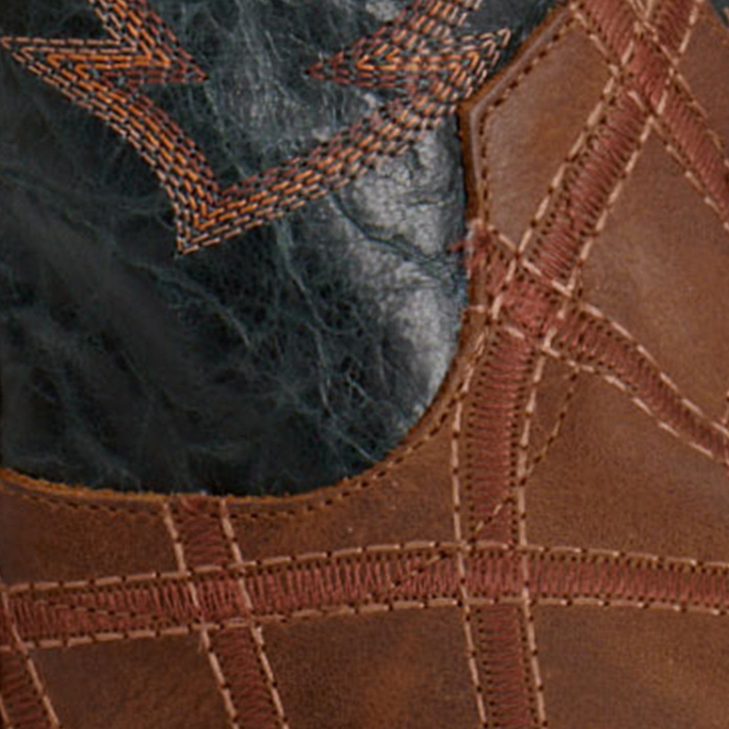 Anderson Bean Men's Horsepower Brown Patchwork & Navy Square Toe Cowboy Boots - Image 1