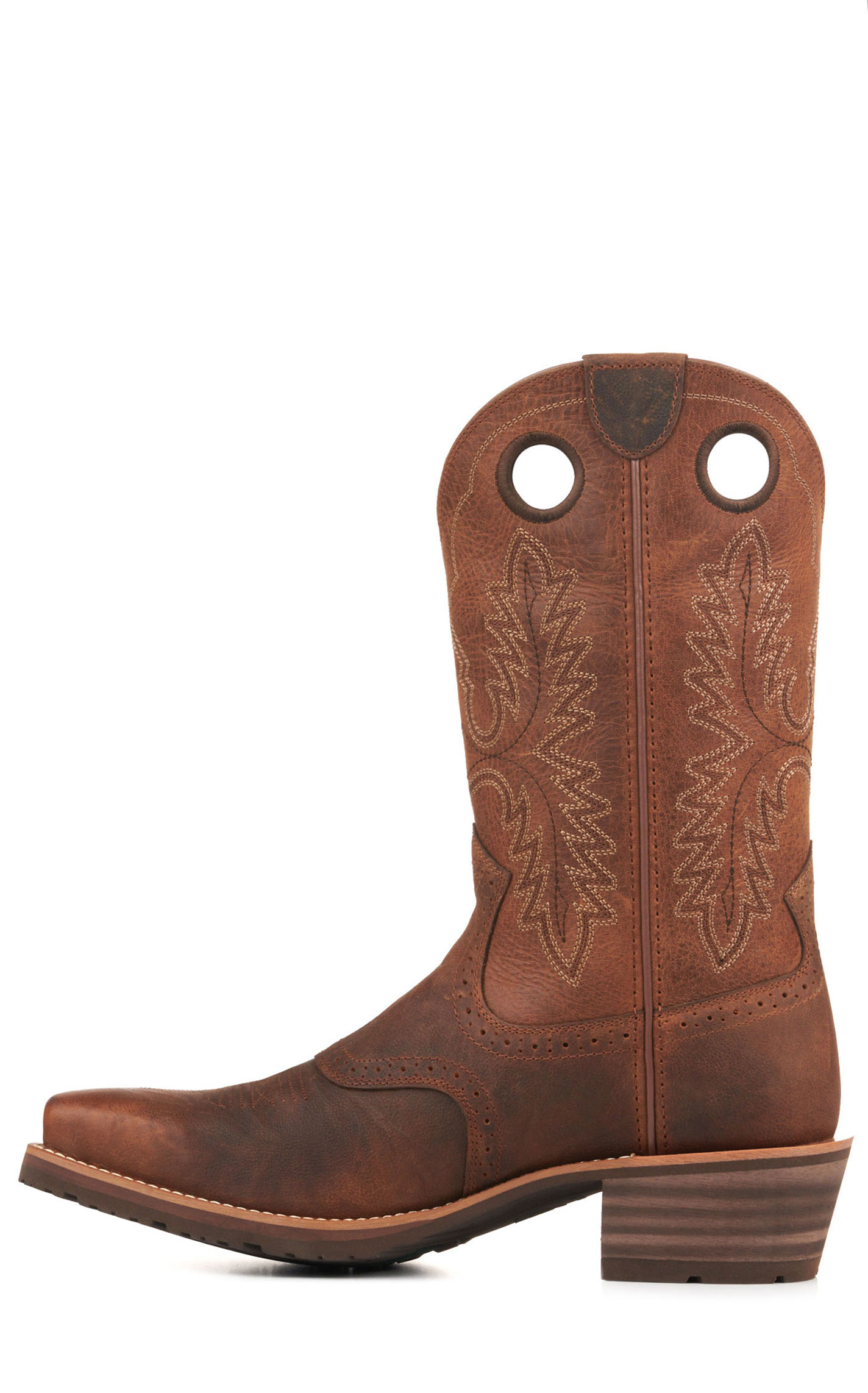 Ariat Men's Hybrid Roughstock Sorrel Crunch Brown Punchy Square Toe Cowboy Boots - Image 1