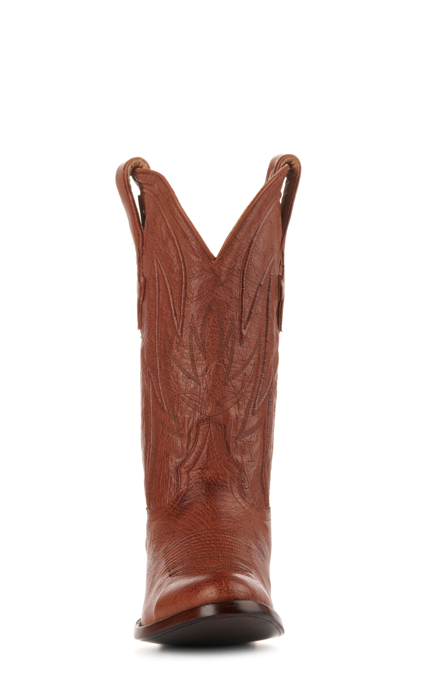 JRC & Sons Men's Cooper Smooth Quill Ostrich Round Toe Exotic Cowboy Boot in Antique Cognac - Image 1