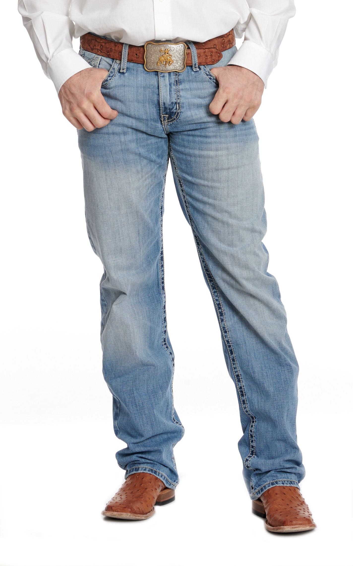 Cinch Men's Grant Light Stone Wash Mid Rise Relaxed Fit Bootcut Jeans - Image 1