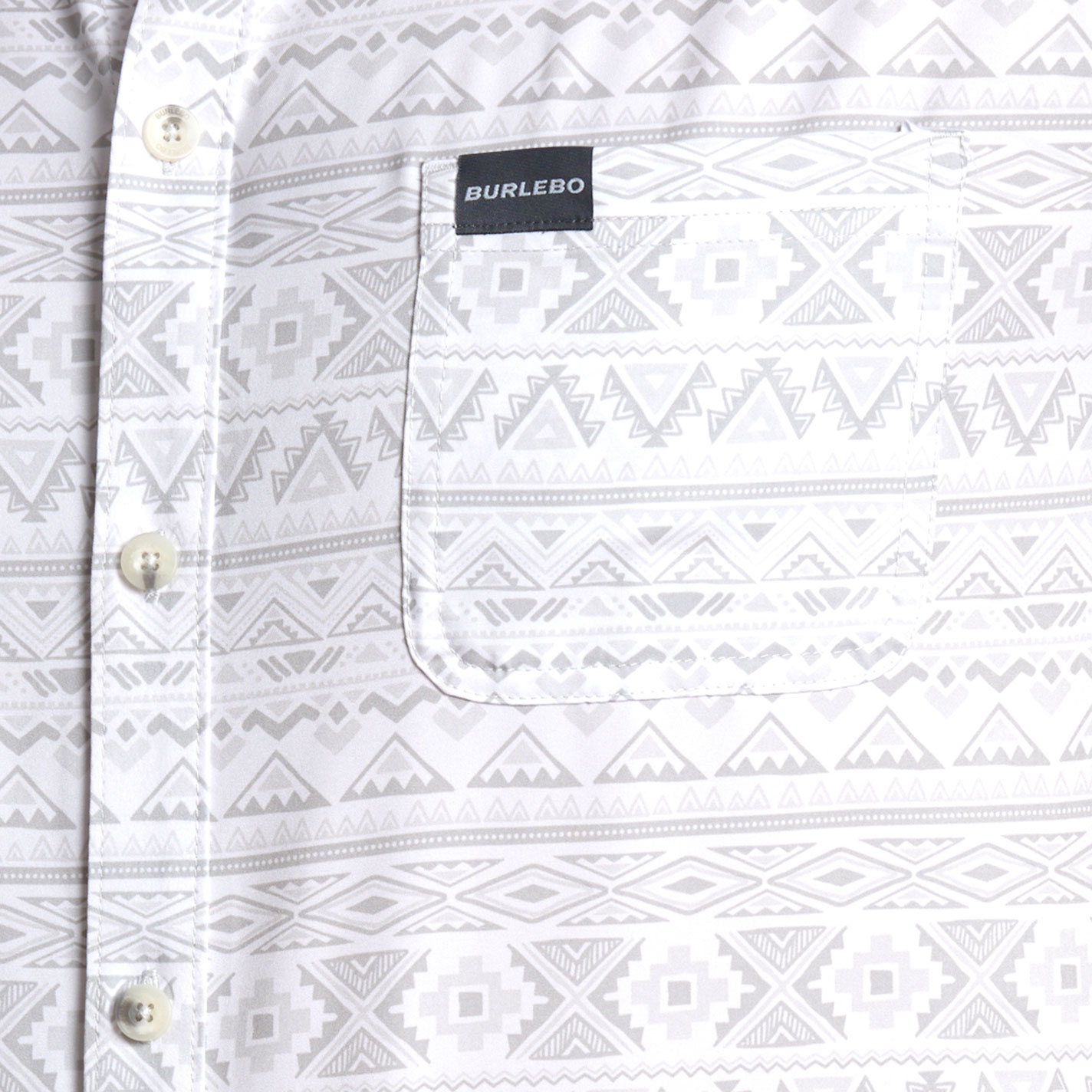 Burlebo Men's White Aztec Print Performance Shirt - Image 1