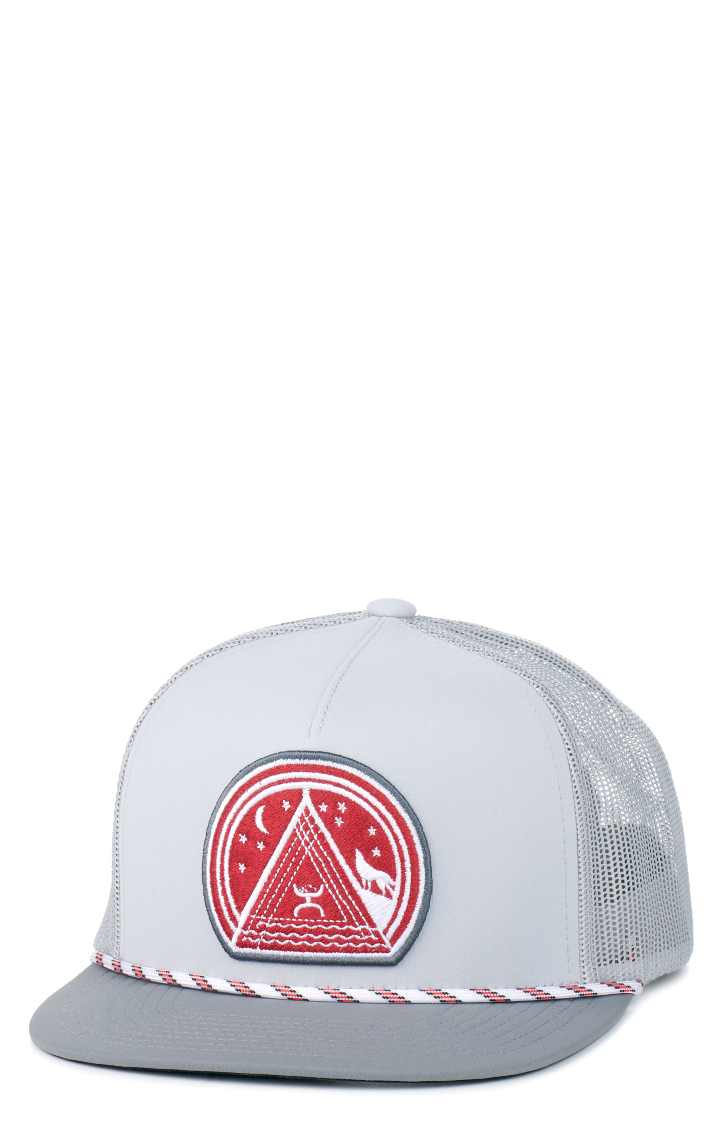 Hooey Men's Gray on Gray Round Dark Red Wolf Moon & Stars Patch Cap - Image 1