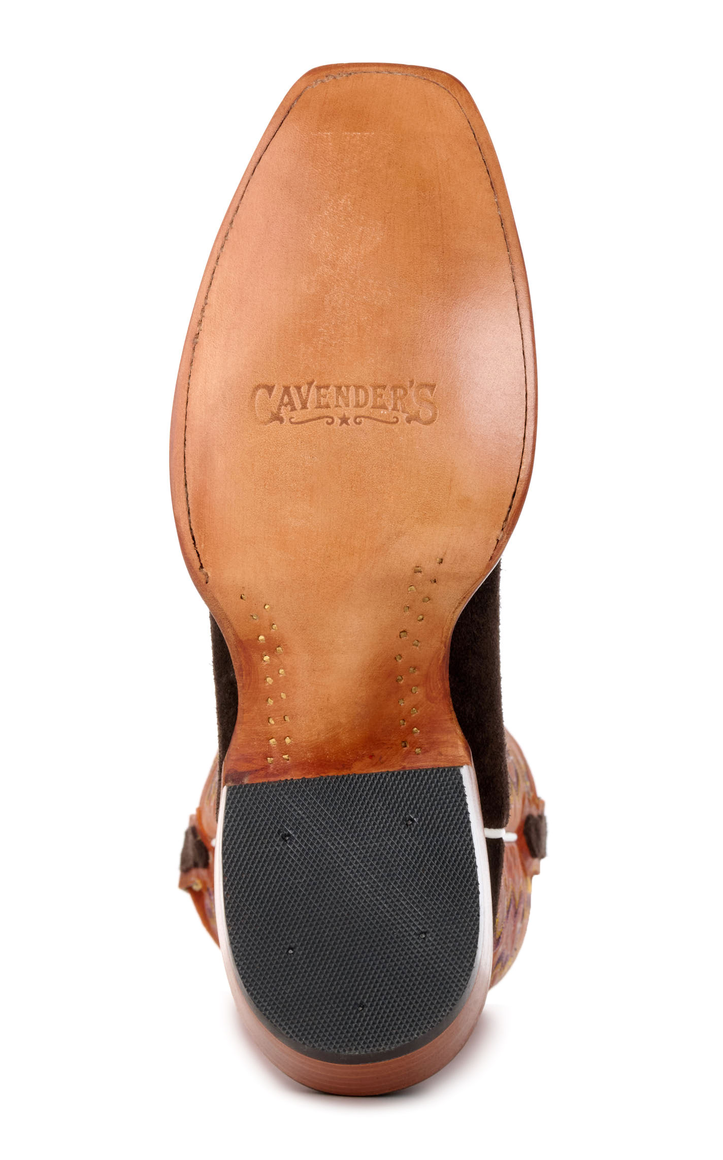 Cavender's Men's Chocolate Roughout and Orange Punchy Square Toe Cowboy Boots - Image 1