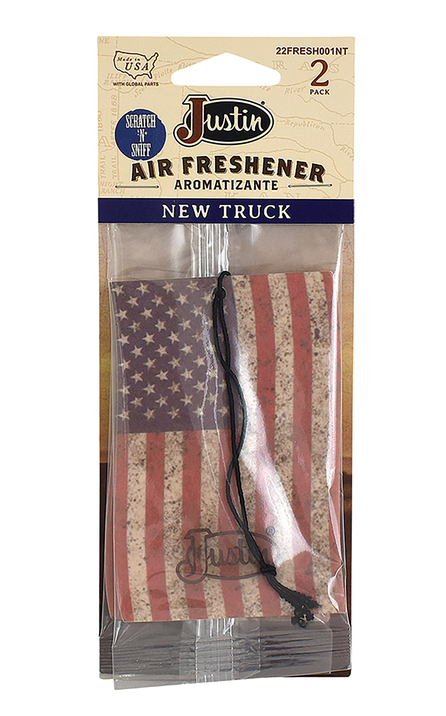 Justin American Flag Air Freshener (New Truck Scent) - Image 1