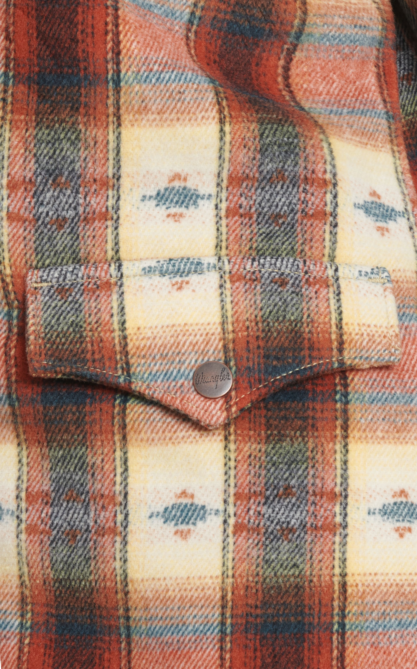 Wrangler Women's Cream Rust & Navy Aztec Plaid Blazer - Image 1