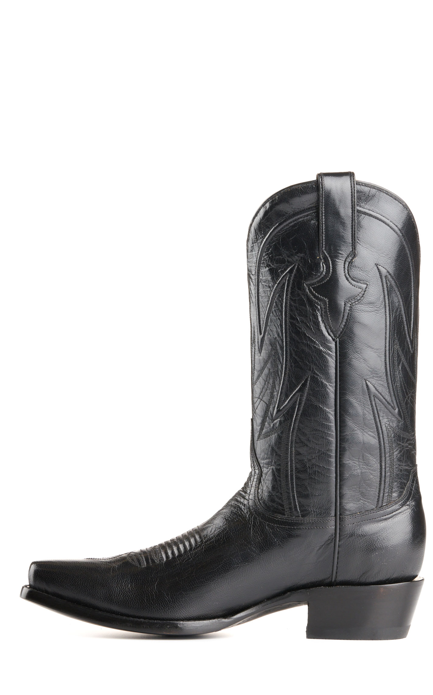 JRC & Sons Men's Wyatt Domingo Goat Punchy Square Toe Cowboy Boot in Black - Image 1