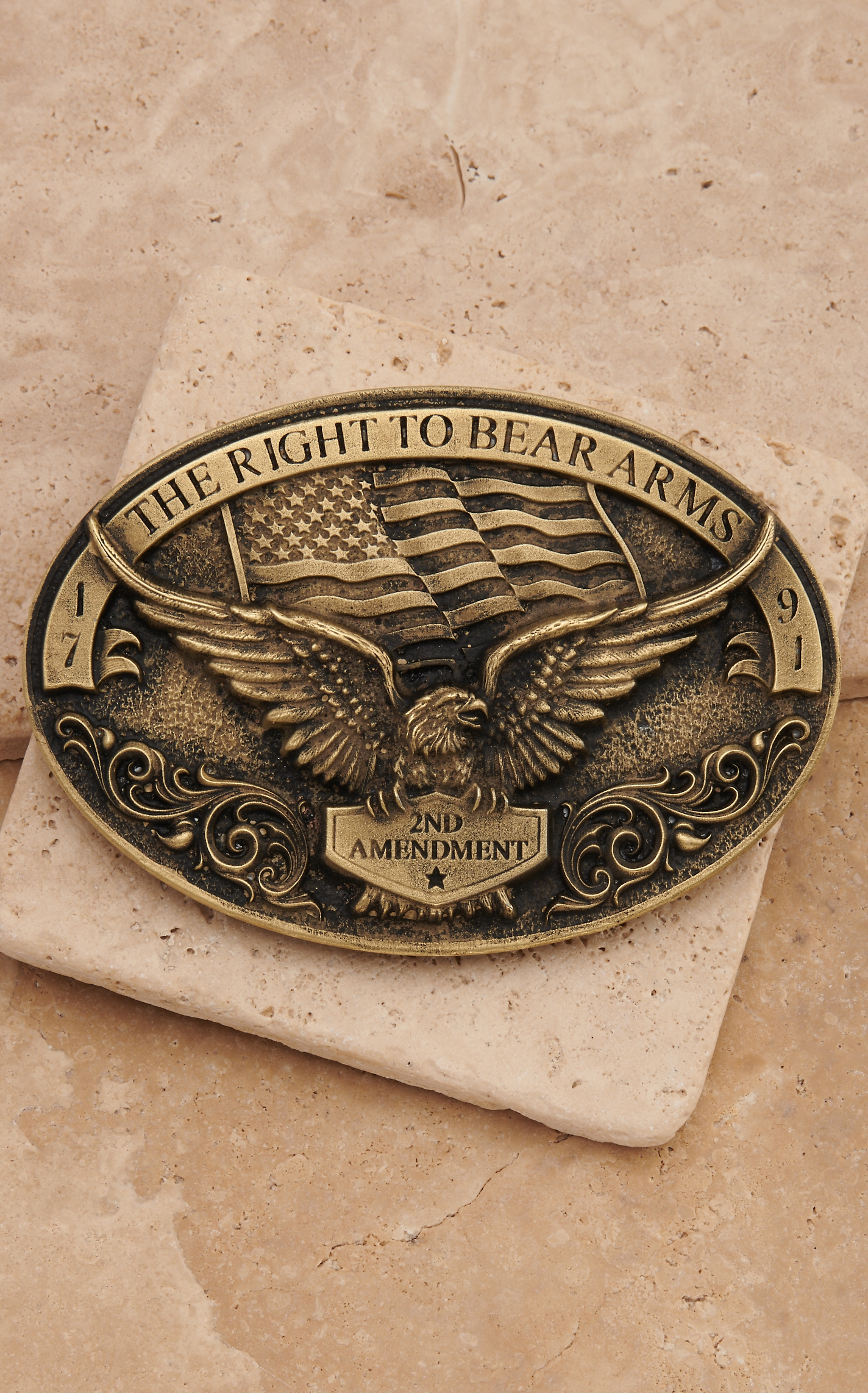 Montana Silversmith Bronze Oval Armed Eagle Western Belt Buckle - Image 1