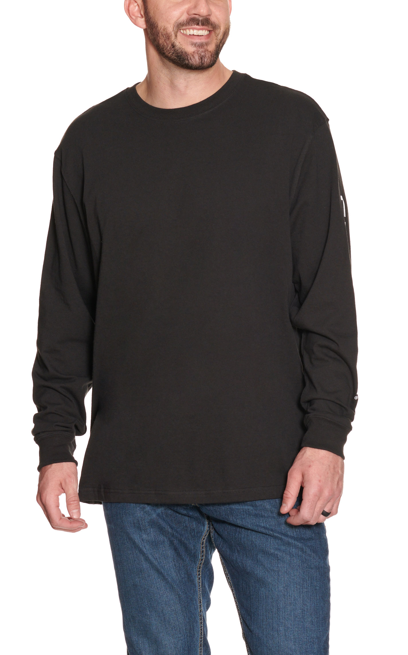 Carhartt Men's Black Loose Fit Long Sleeve with Logo Graphic Sleeve T-Shirt - Image 2