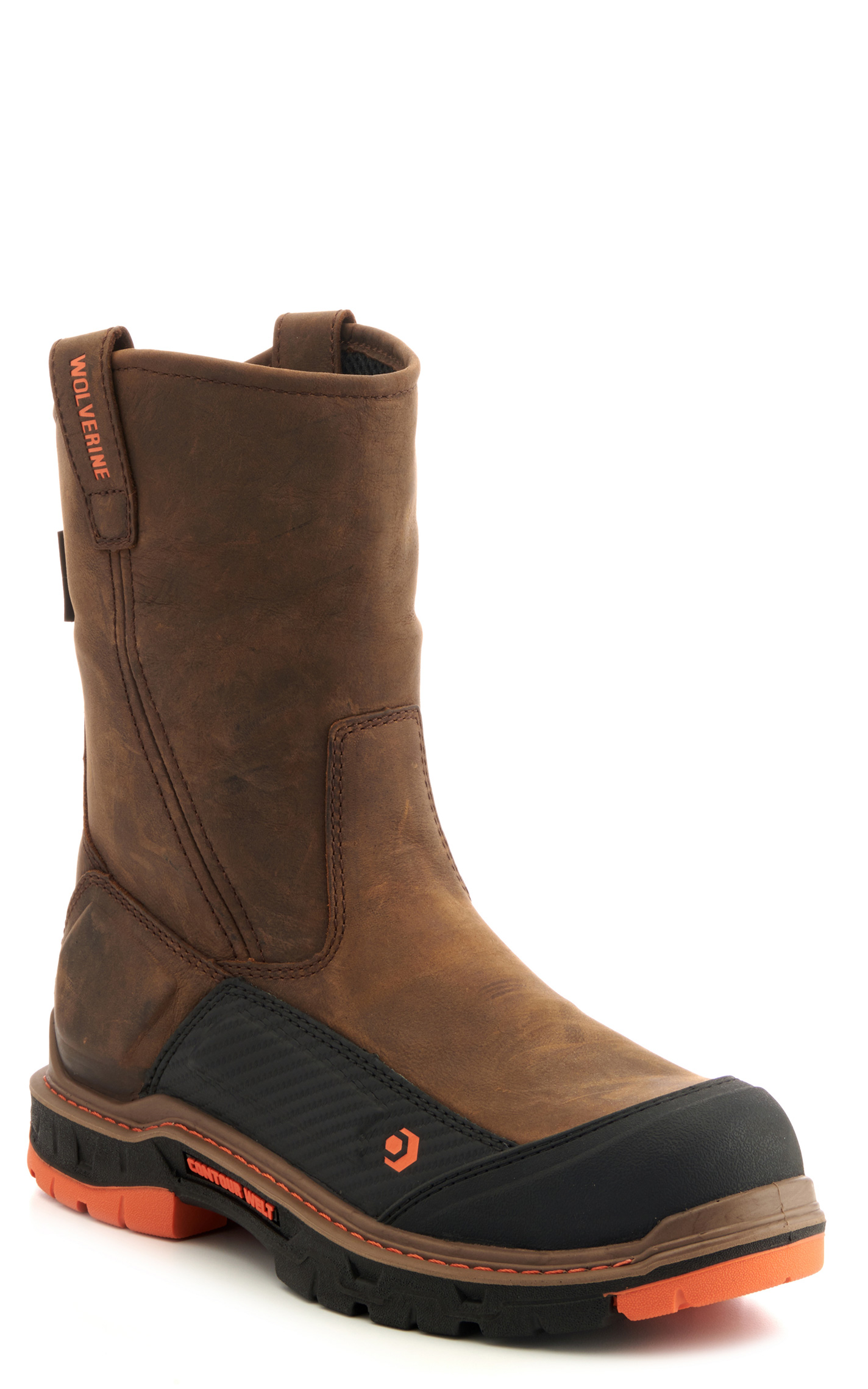 Wolverine Men's Overpass CarbonMax Coffee Brown CounterWelt Waterproof Round Composite Toe Wellington Work Boot - Image 1