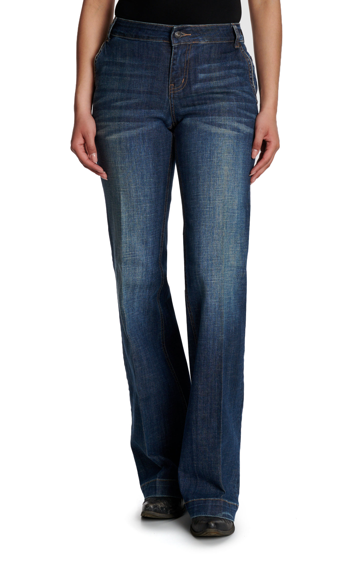 Stetson Women's Dark Wash Slash Front & Back Welt Pocket Jeans - Image 1