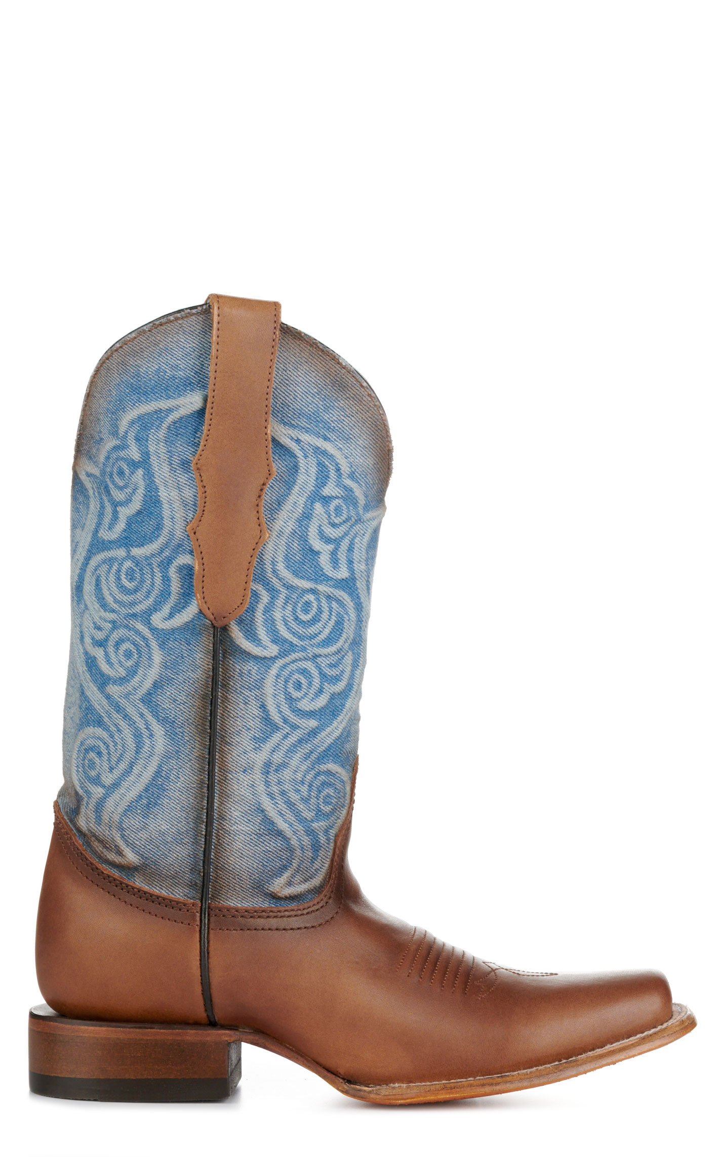 Corral Women's Light Denim and Saddle Brown Square Toe Cowboy Boots - Image 1