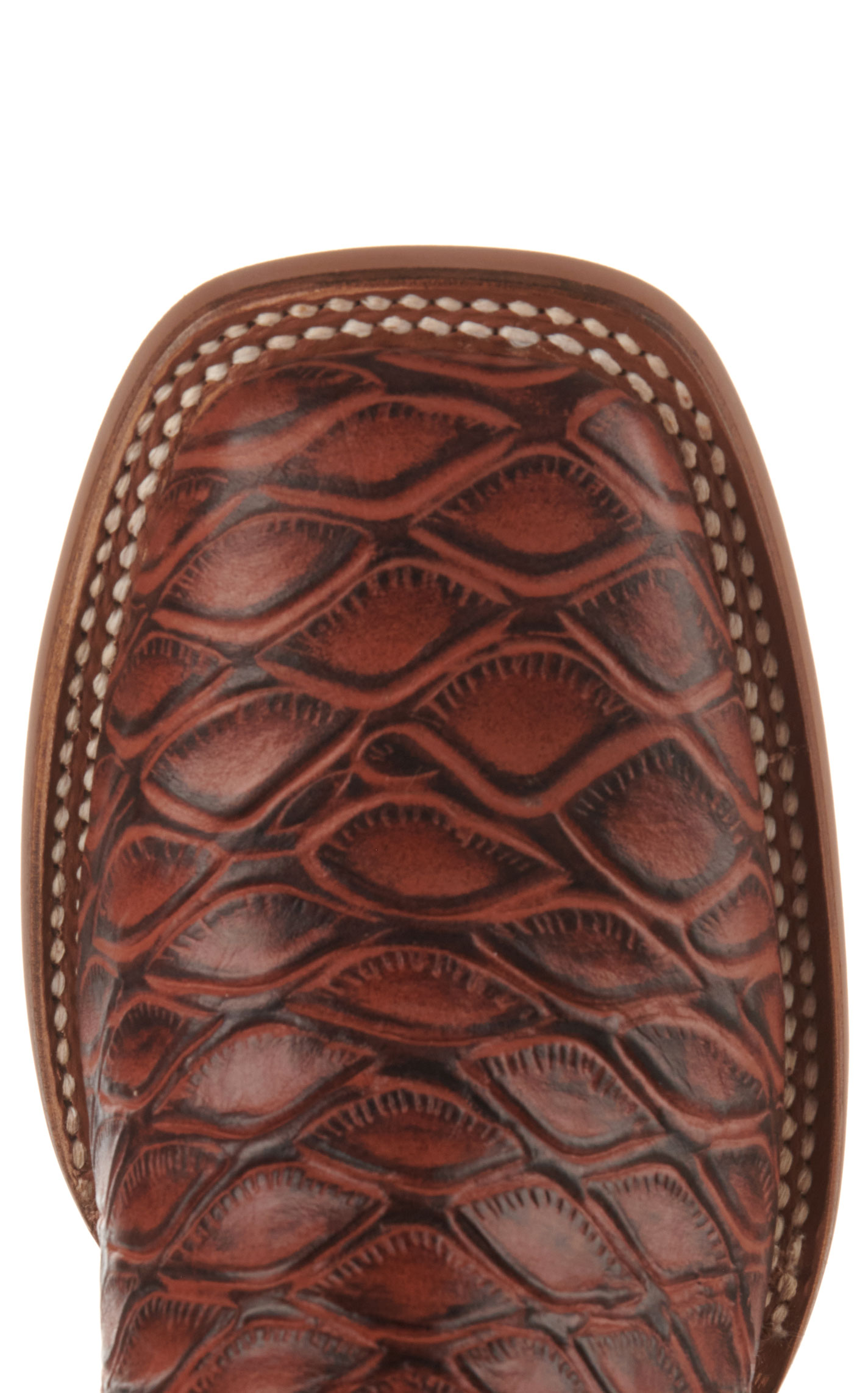 Cavender's Women's Intrepid Turquoise and Brown Baby Pirarucu Print Wide Square Toe Cowboy Boots - Image 1