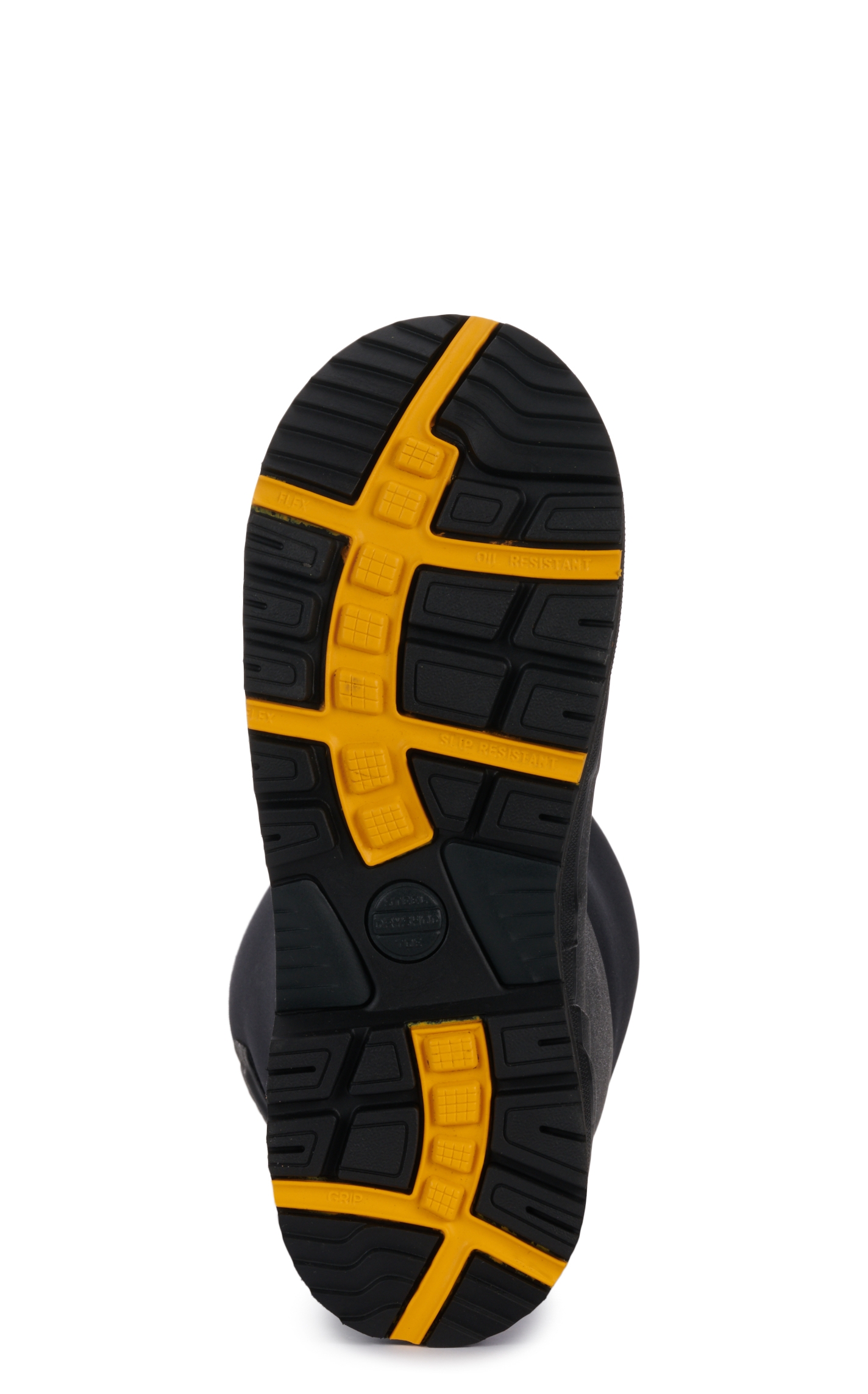 Dryshod Men's Black and Yellow Adjustable Gusset Round Steel-Toe Rubber Work Boot - Image 1