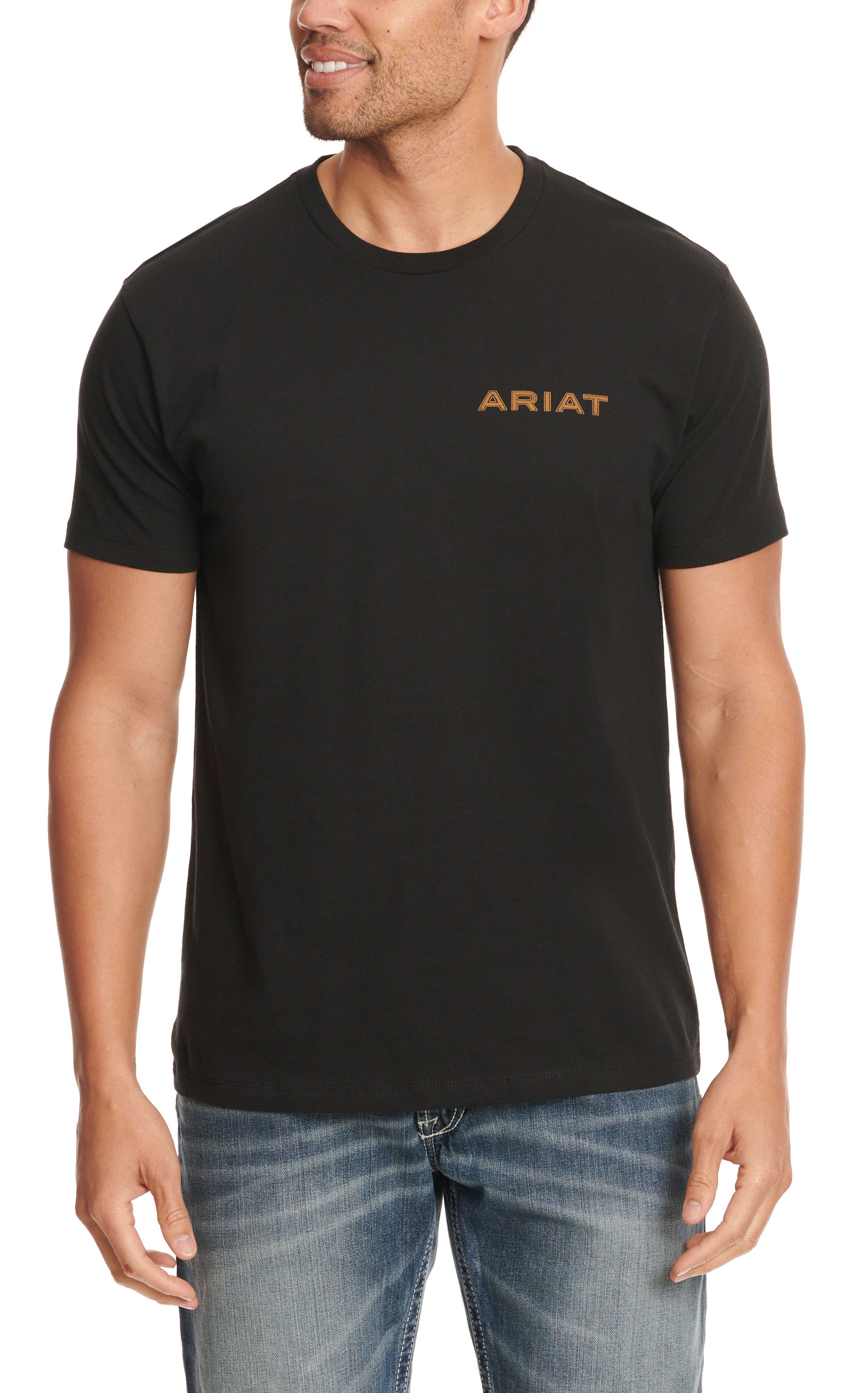 Ariat Men's Black with Gold Logo Shield Graphic Short Sleeve T-Shirt - Image 1