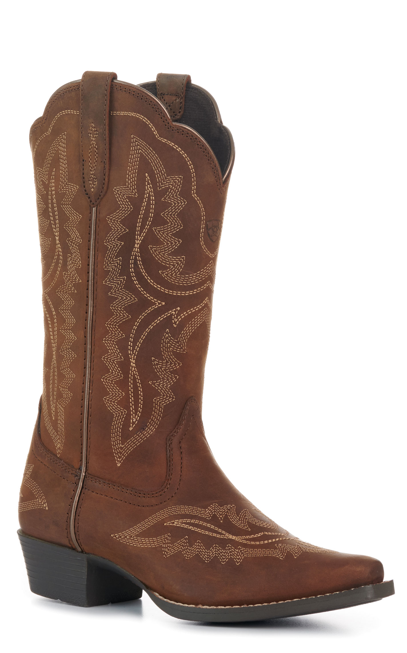 Ariat Kid’s Casanova Distressed Brown Snip Toe Cowboy Boots - Image 1
