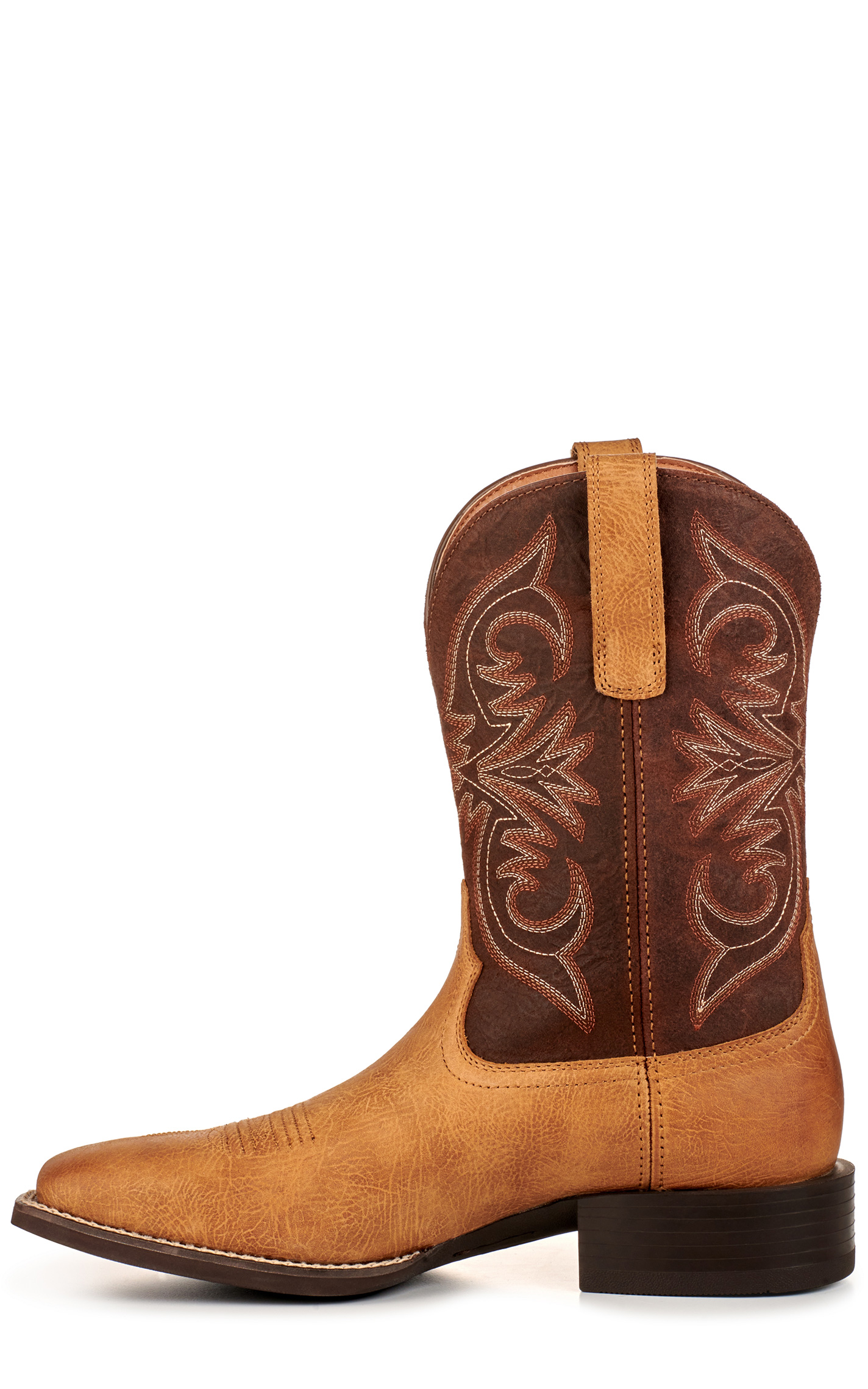 Ariat Men's Sport Partner Matte Tan Buck and Chocolate Wide Square Toe Cowboy Boots - Image 1