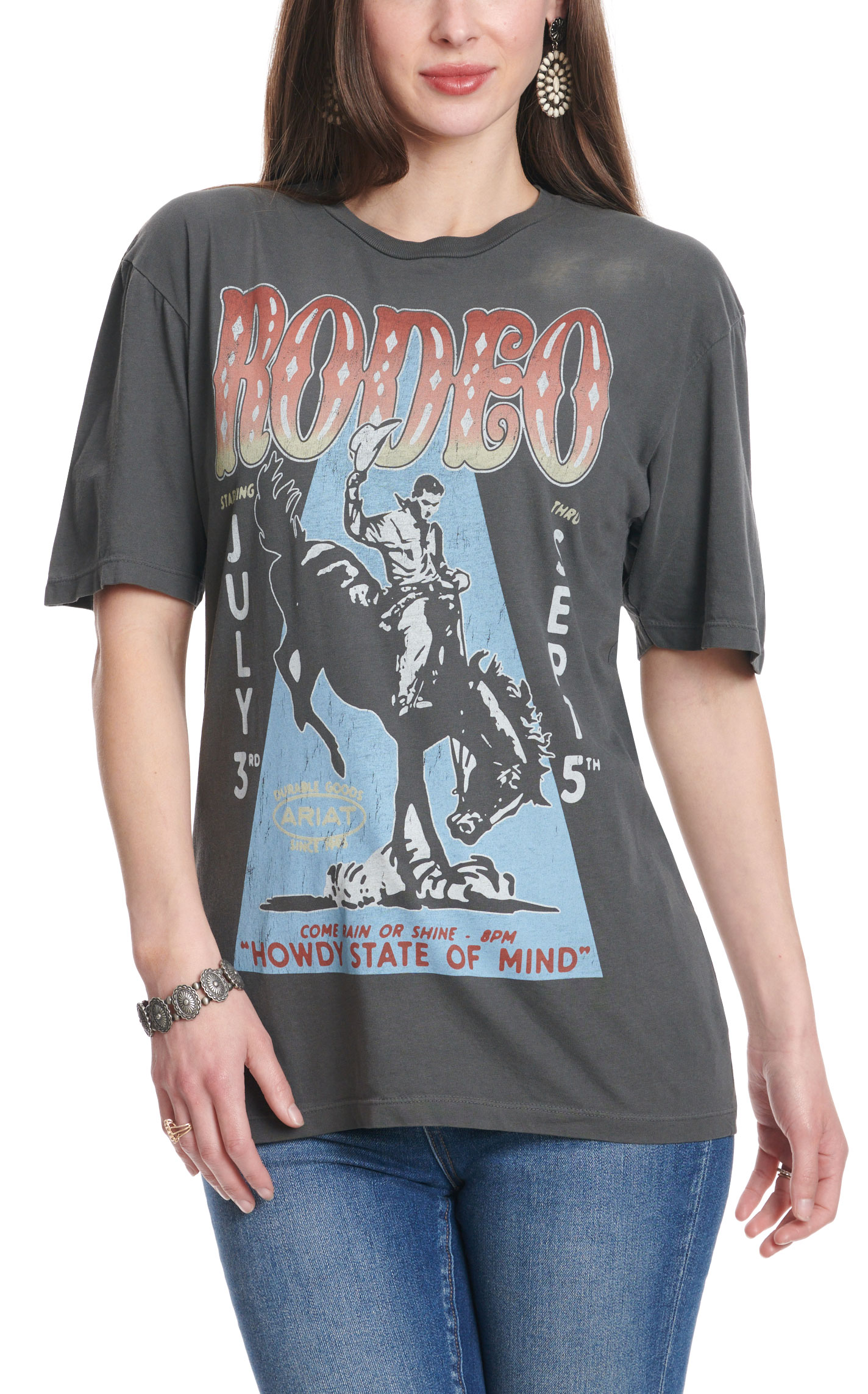 Ariat Women's Charcoal Rodeo Howdy State of Mind Logo Graphic T-Shirt  - Image 1