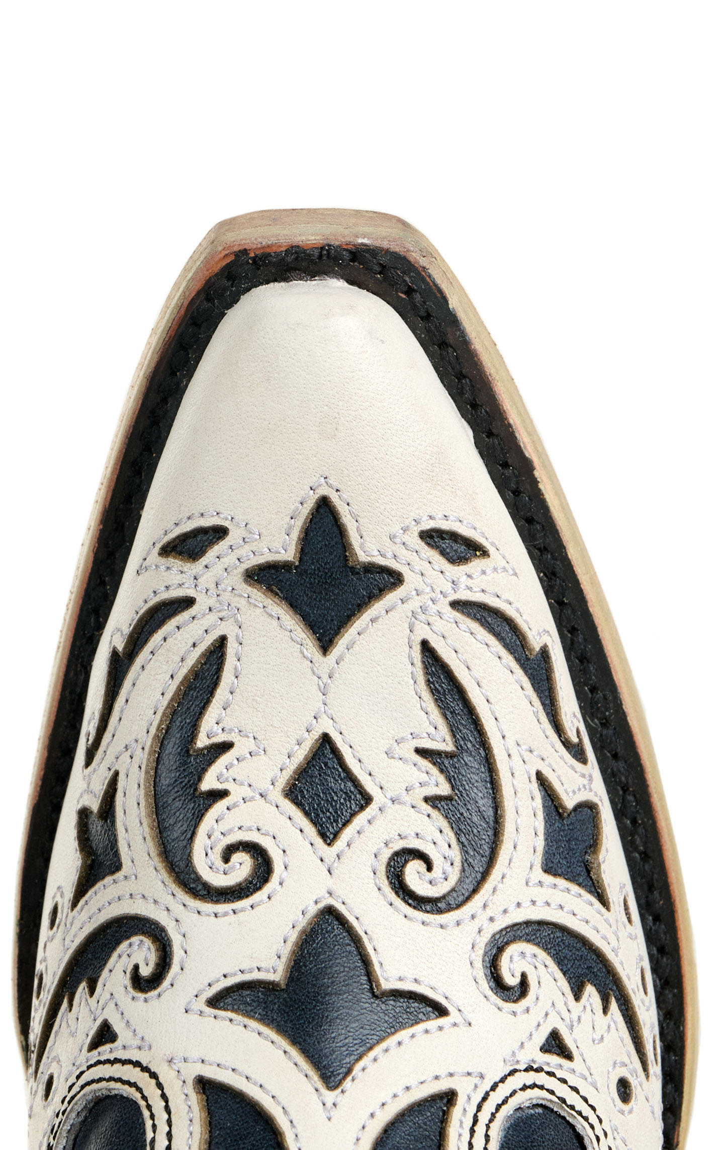 Corral Women's White with Black Wingtips Snip Toe Cowboy Boots - Image 1
