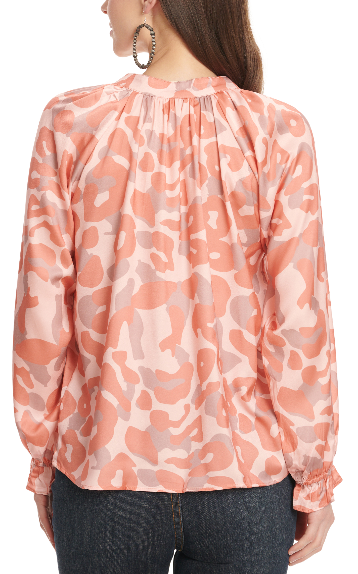 Grace & Emma Women's Shades of Coral Leopard Print Long Sleeve Top - Image 1