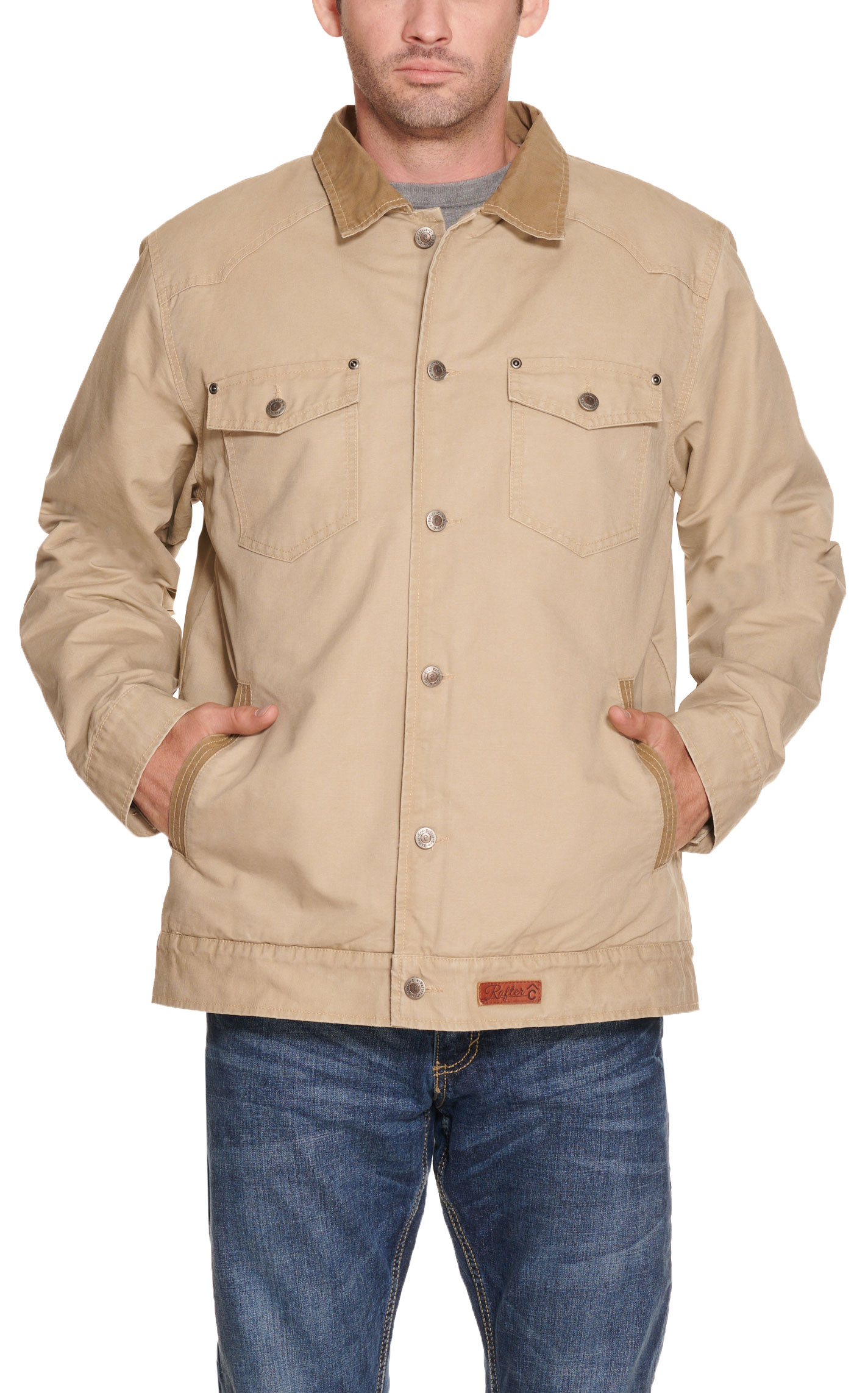 Rafter C Men's Sandy Canvas Button Down Front Jacket - Image 1