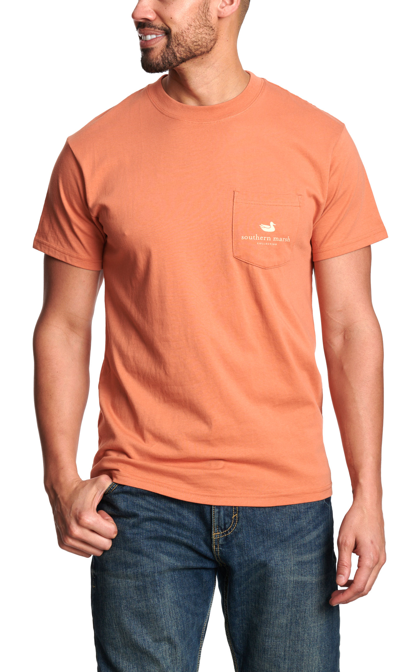Southern Marsh Men's Burnt Orange Pocket Logo T-Shirt - Image 1