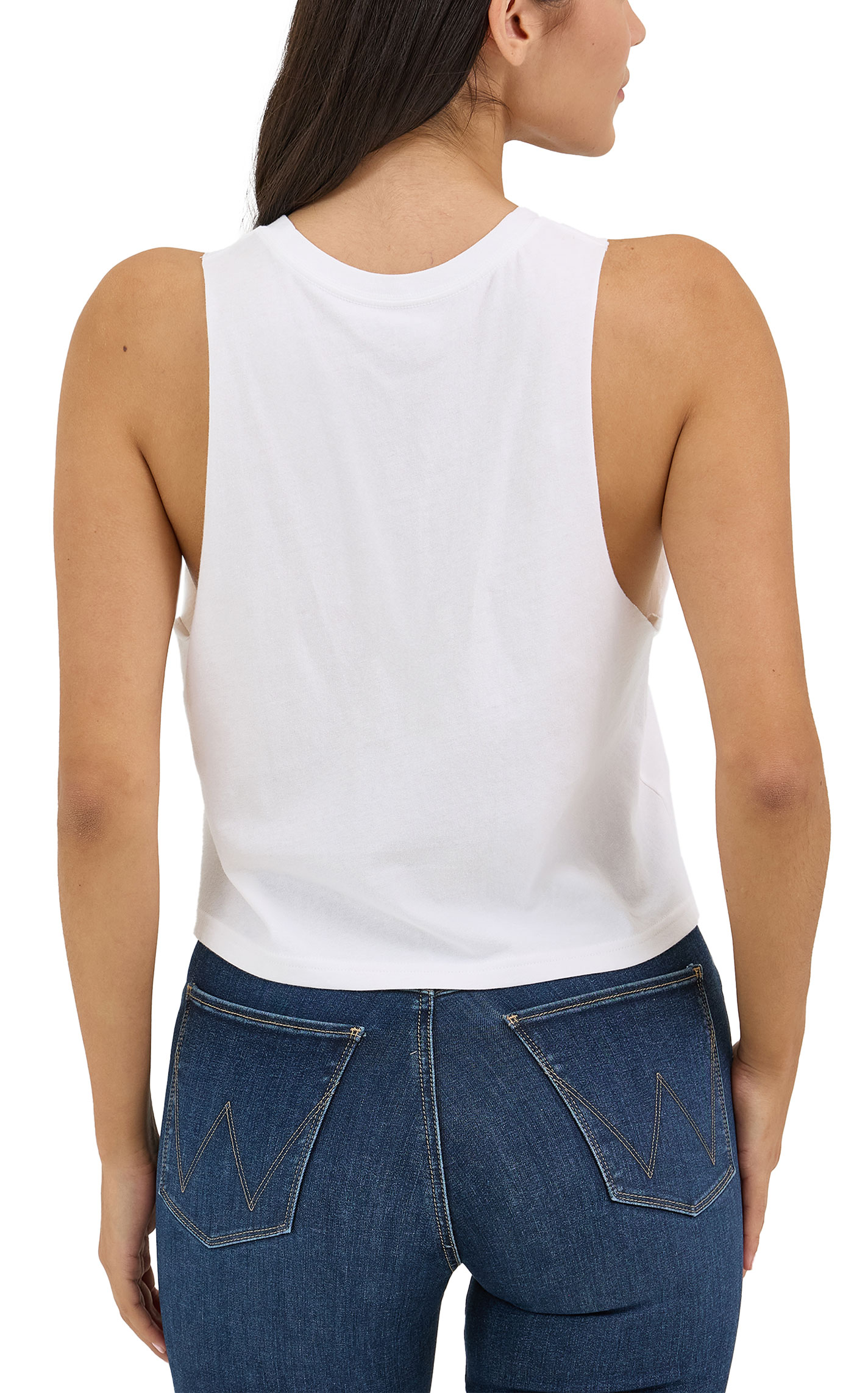Wrangler Women's Blue Screen Print Crop Tank Tee - Image 1