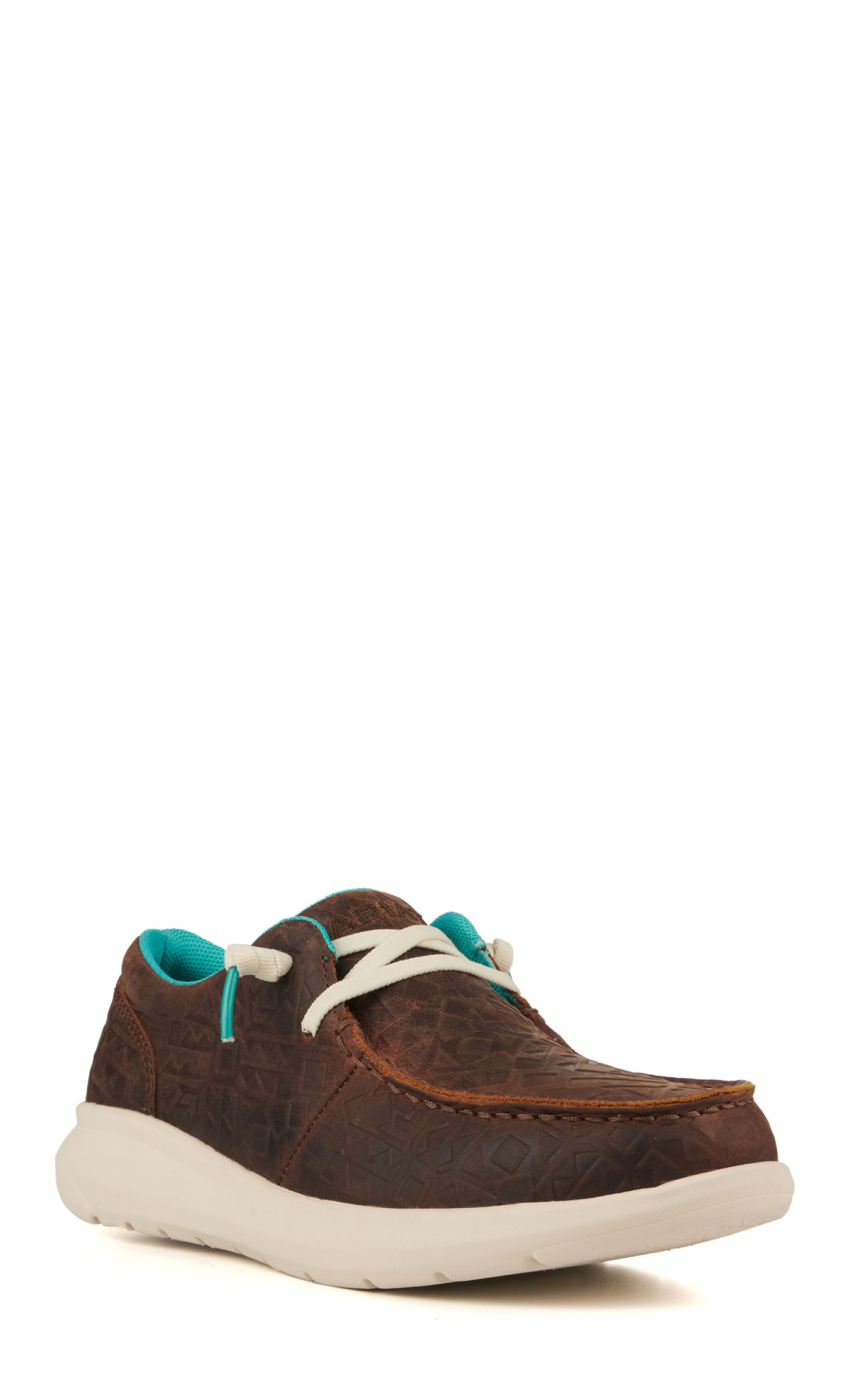 Ariat Women's Hilo Dark Brown Aztec Embossed Moc Toe Lace Up Casual Shoe - Image 1