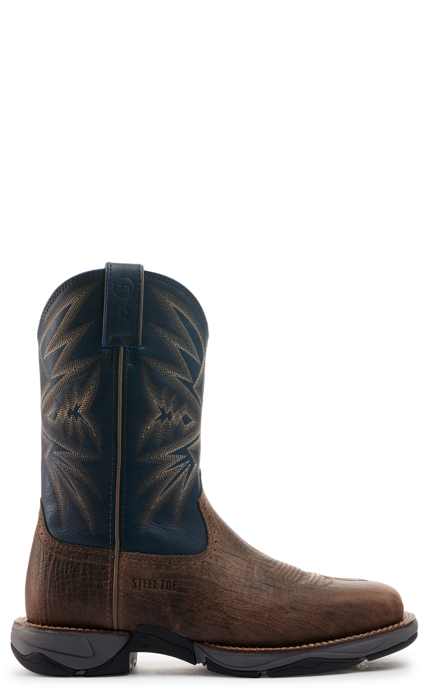 Tony Lama Bartlett Stone Brown and Blue Square Steel Toe Work Boots - Image 1