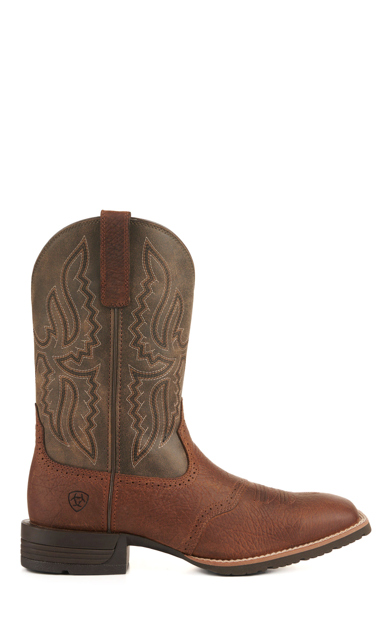 Ariat Men's Hybrid Ranchway Earth and Arizona Brown Shock Shield Square Toe Cowboy Boots - Image 1