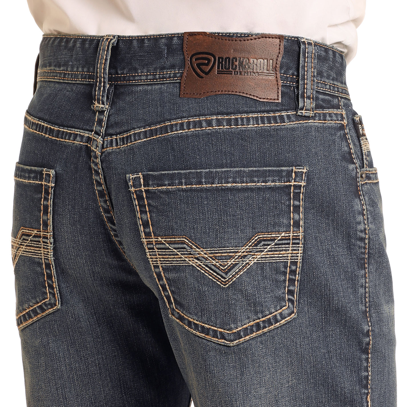 Rock & Roll Denim Men's Double Barrel Dark Stackable Boot Cut Jeans - Image 1