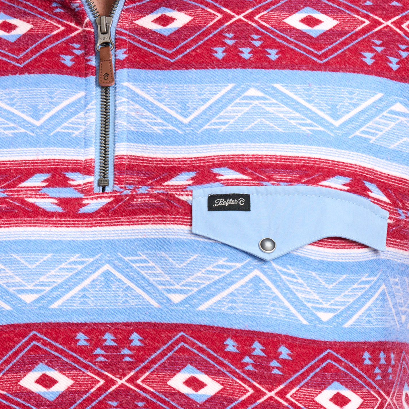Rafter C Men's Red Dirt Collection Cherry & Sky Aztec 1/4 Zip Pullover - Image 1