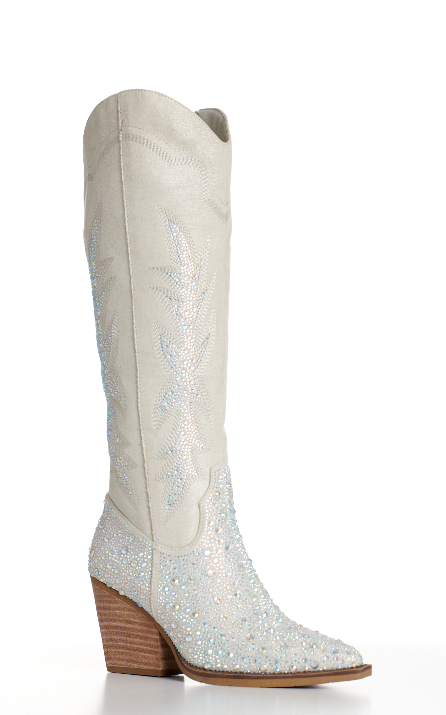 Very G Women's Addie Cream & Western Bling Snip Toe Tall Cowboy Boots - Image 1