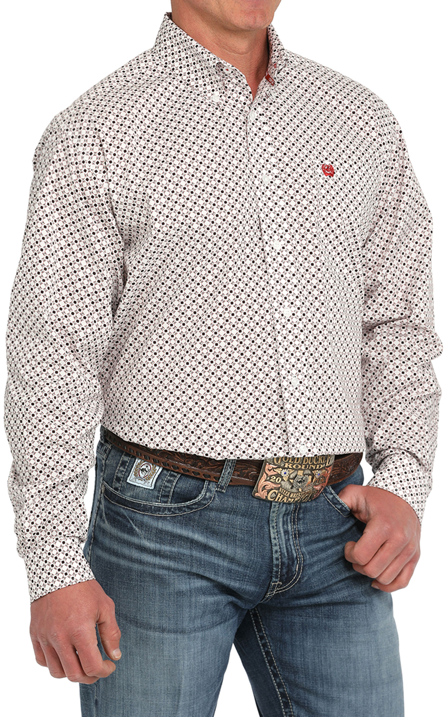 Cinch Men's Black & White Geo Print Western Shirt - Image 1
