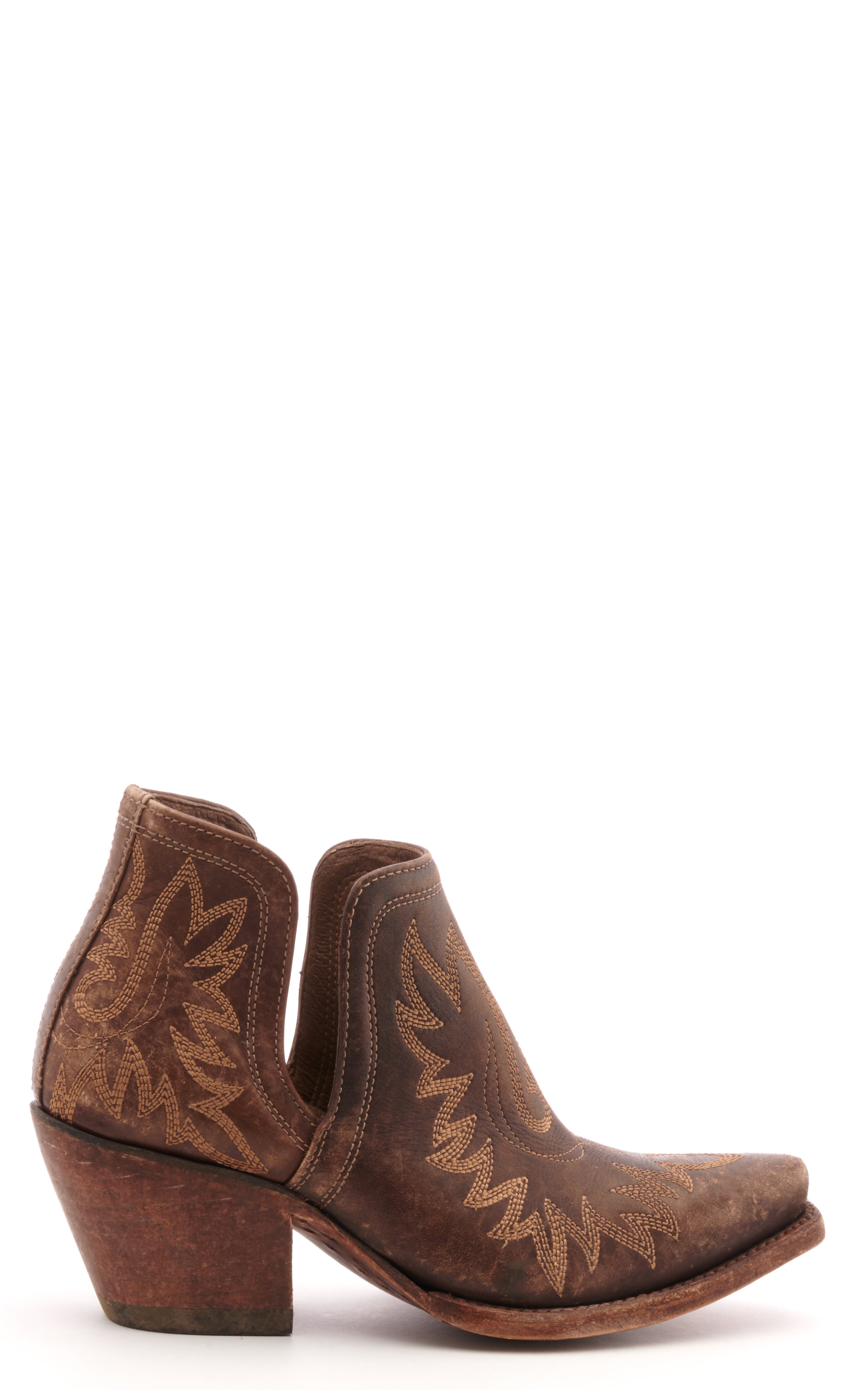 Ariat Women's Dixon Distressed Brown Snip Toe Cowboy Booties - Image 1