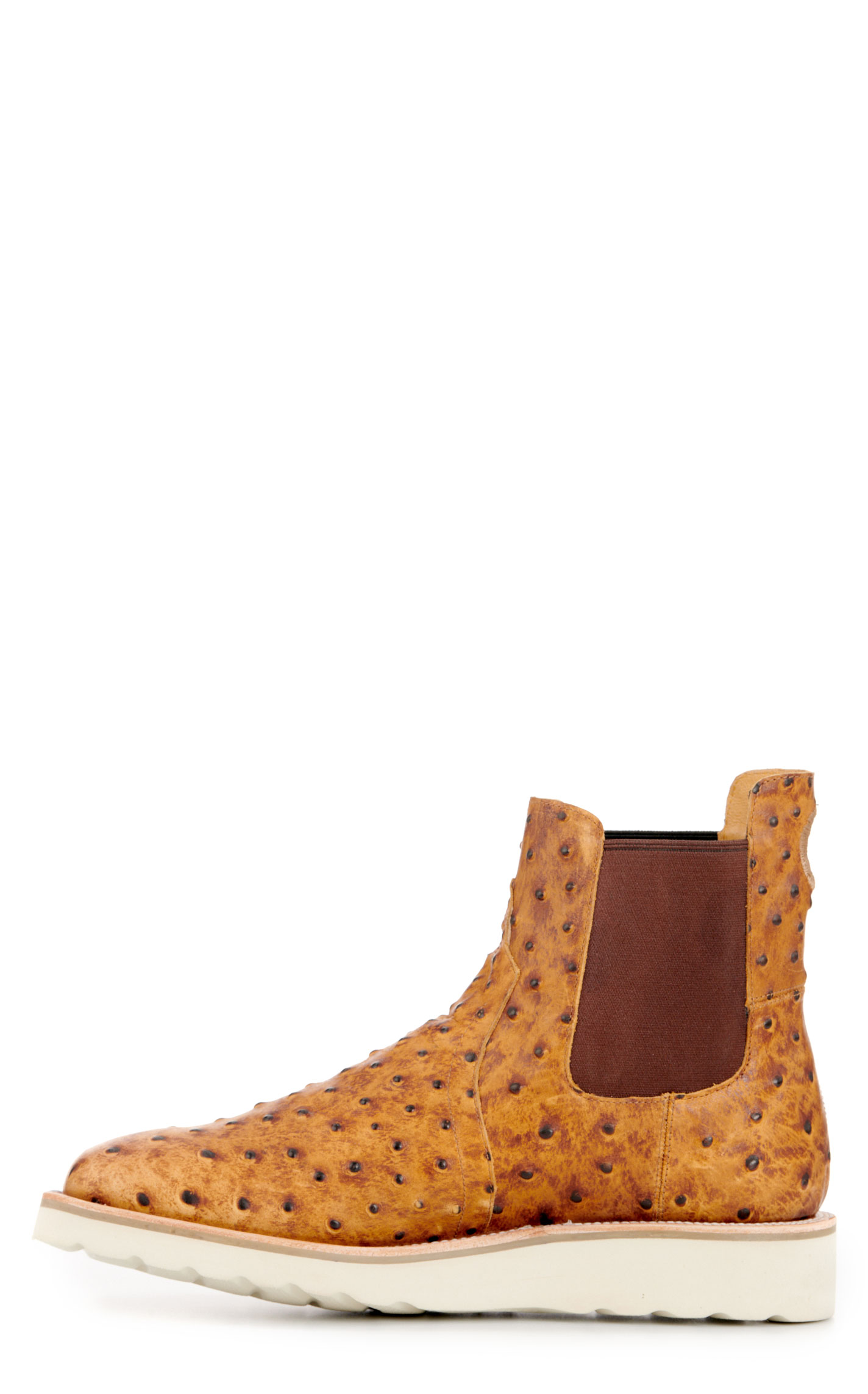 Anderson Bean Men's Horse Power Saddle Ostrich Print Wide Square Toe Chelsea Boots - Image 1