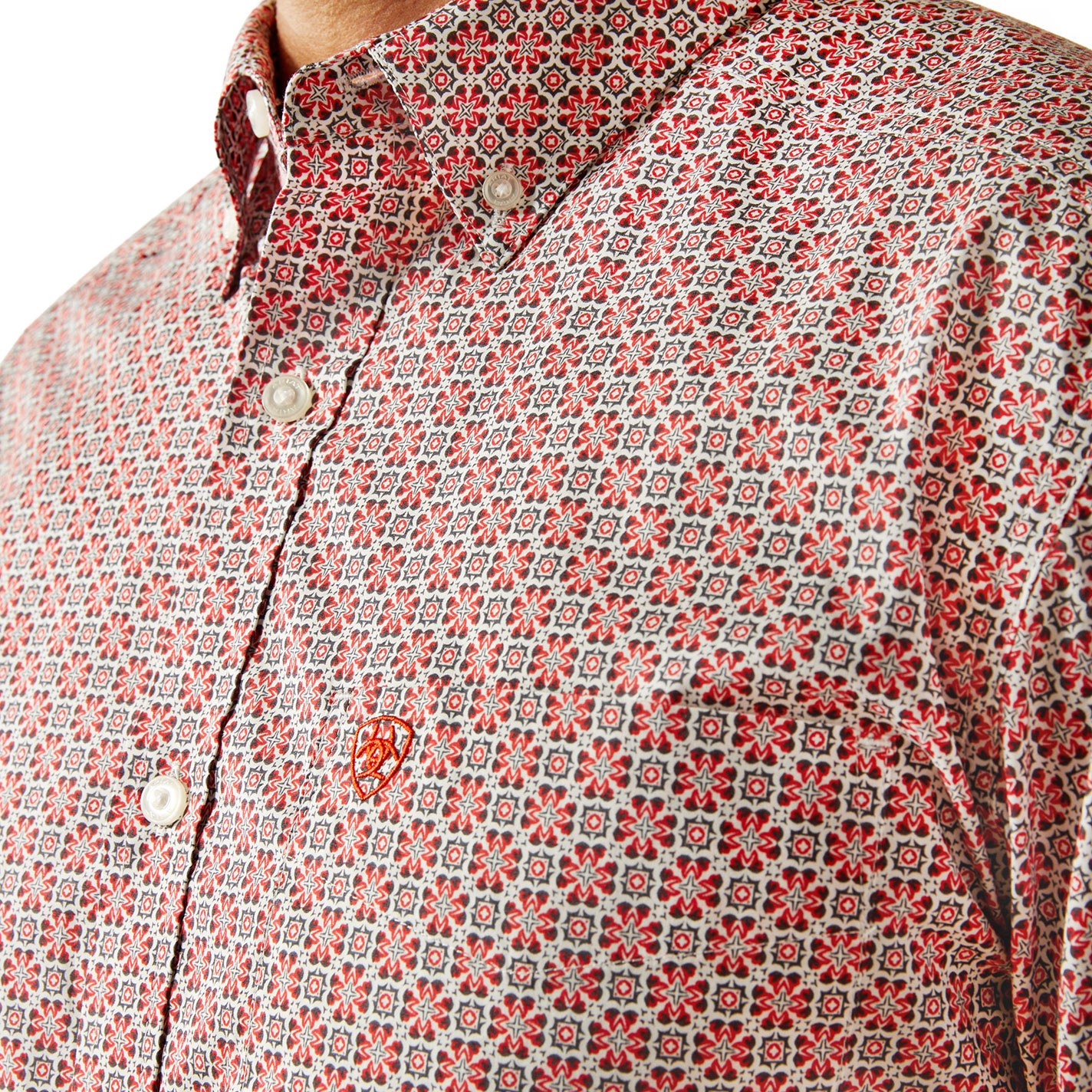 Ariat Men's Welch Red Geo Print Western Shirt - Image 1