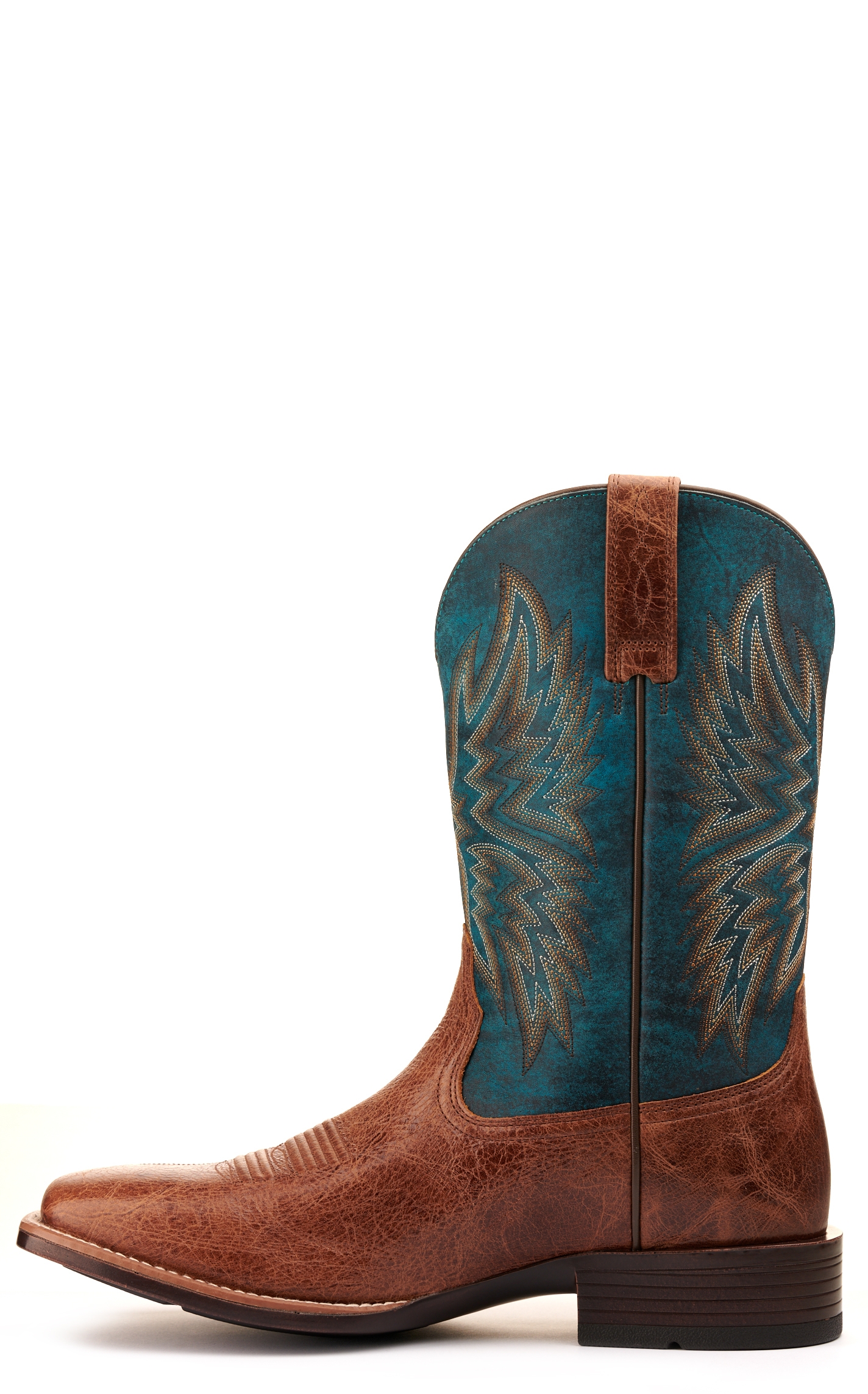 Ariat Men's Valor Ultra Dark Tan and Rocky Blue Wide Square Toe Cowboy Boot - Image 1