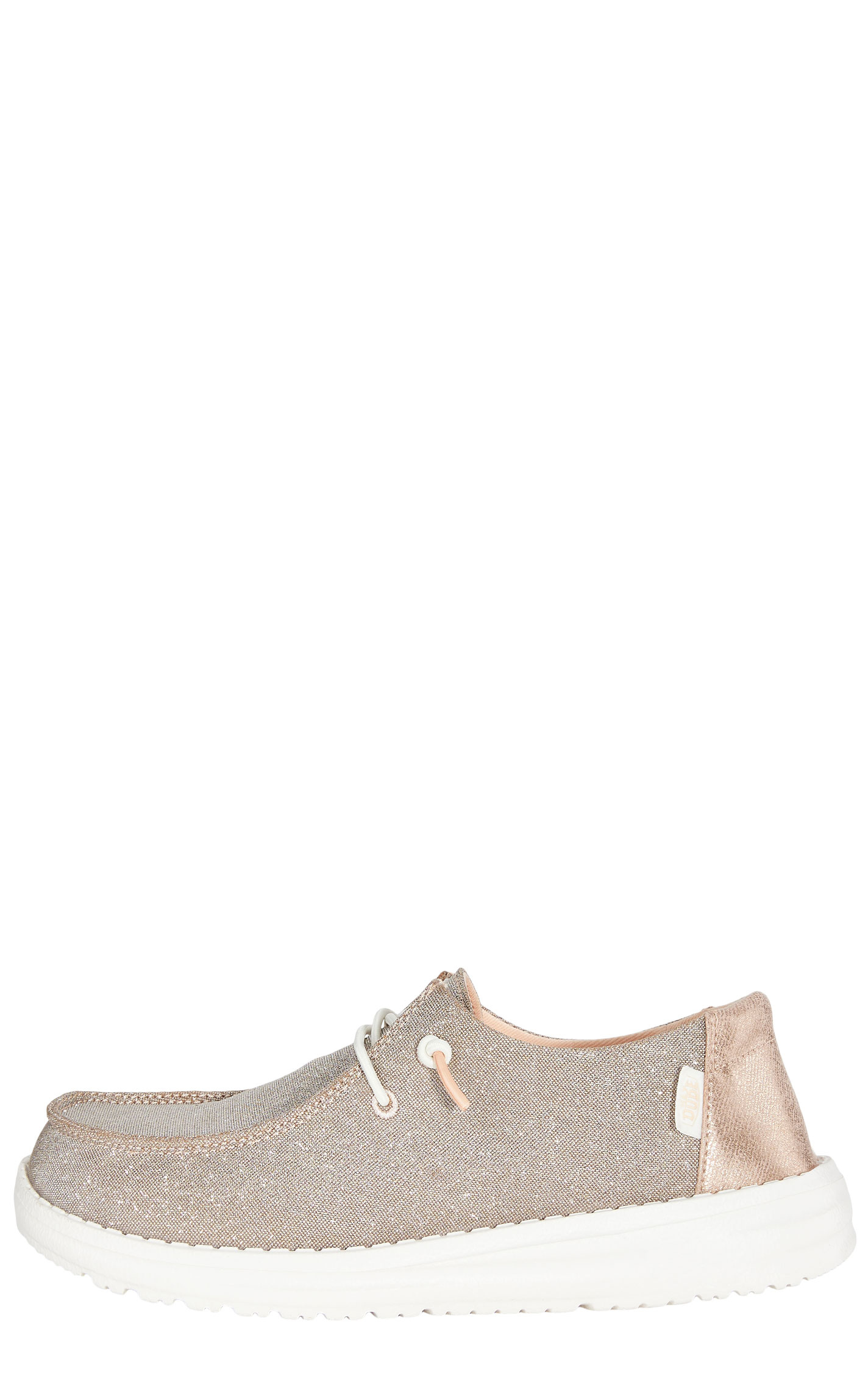 Hey Dude Toddler Girls' Wendy Metallic Sparkle Rose Gold Moc Toe Lace Up Casual Shoes - Image 1
