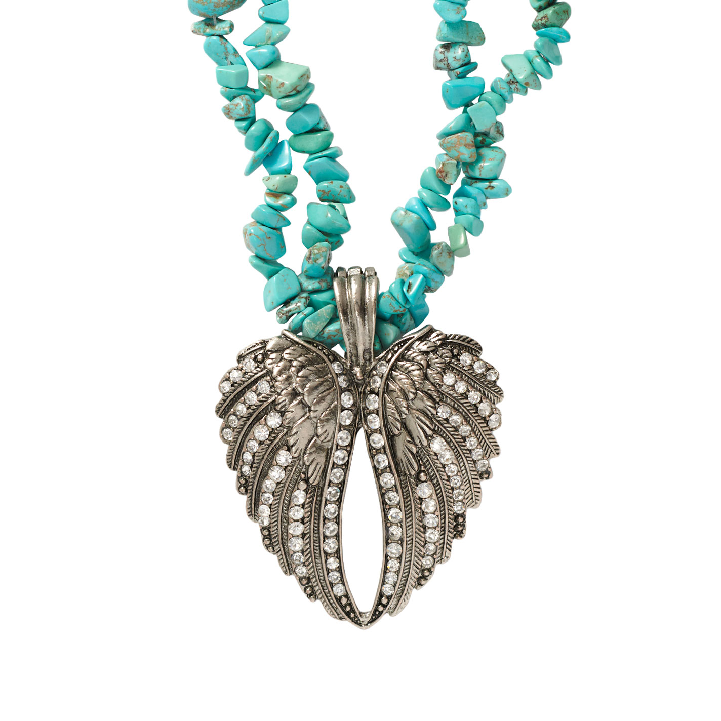 Rockin C Turquoise Rock Beaded 2 Strand Wings Necklace - Image 1