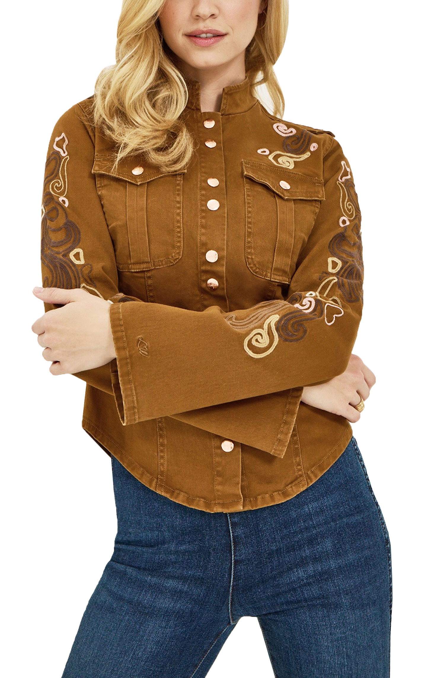 Wrangler X Lainey Wilson Women's Caramel Embroidered Shacket - Image 1