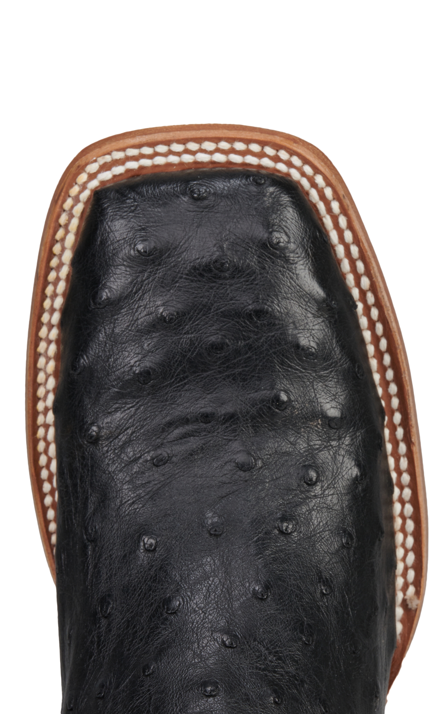 Cavender’s Women’s Brown Leather and Black Full Quill Ostrich Exotic Wide Square Toe Cowboy Boots - Image 1