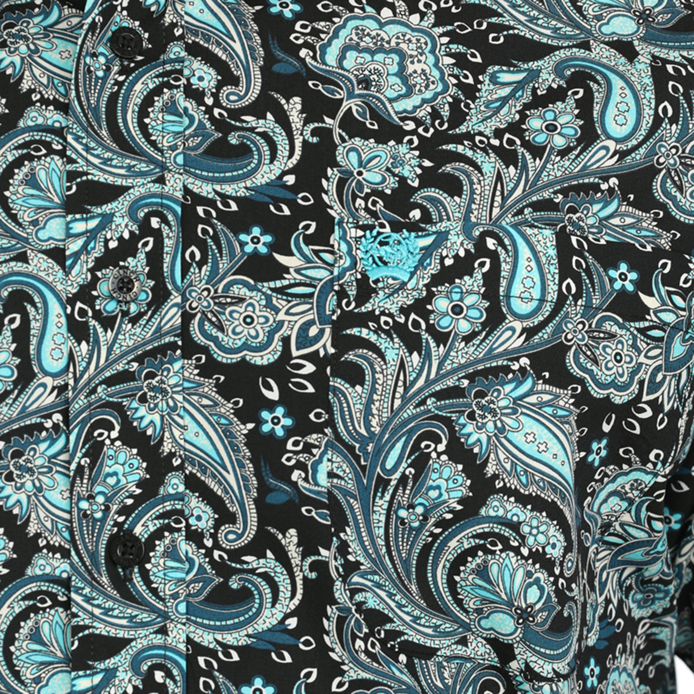 Cinch Men's Black & Teal Paisley Print Short Sleeve Western Shirt - Image 1